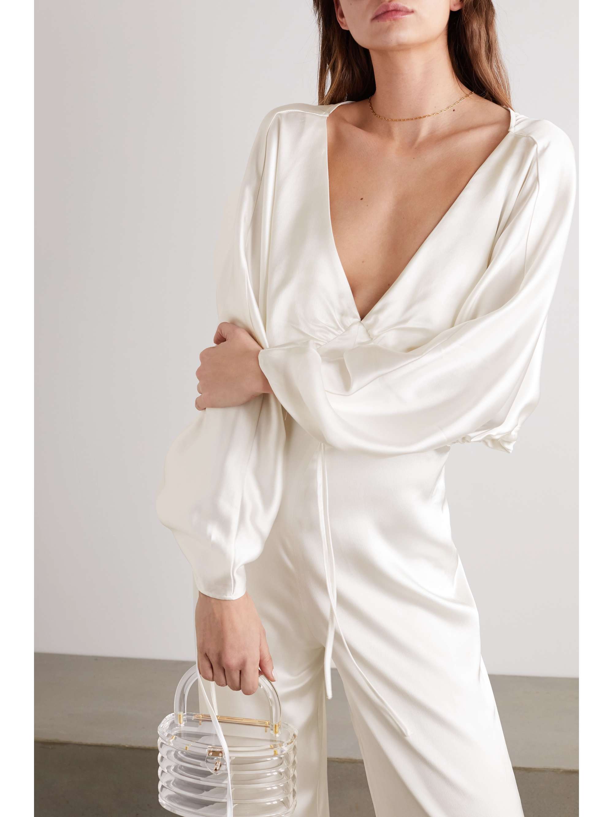 VANESSA COCCHIARO Backless washed-satin jumpsuit