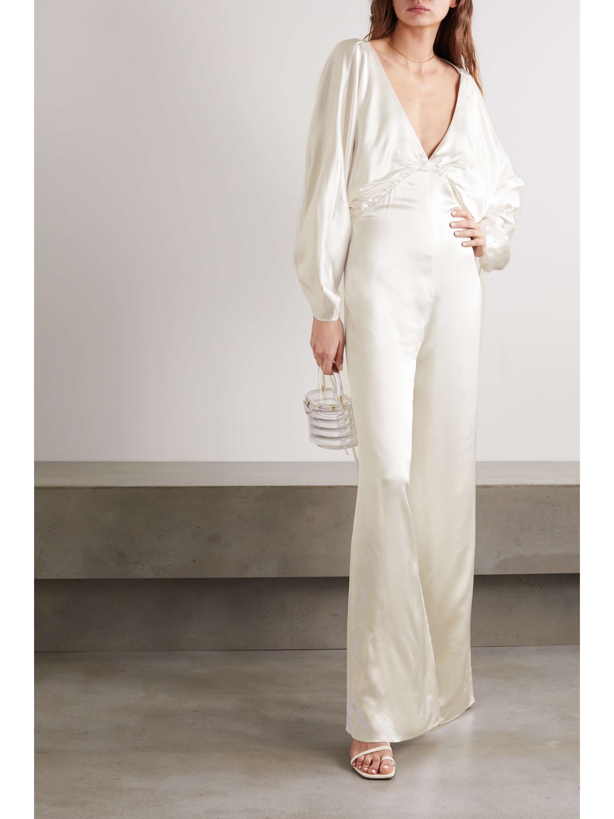 VANESSA COCCHIARO Backless washed-satin jumpsuit
