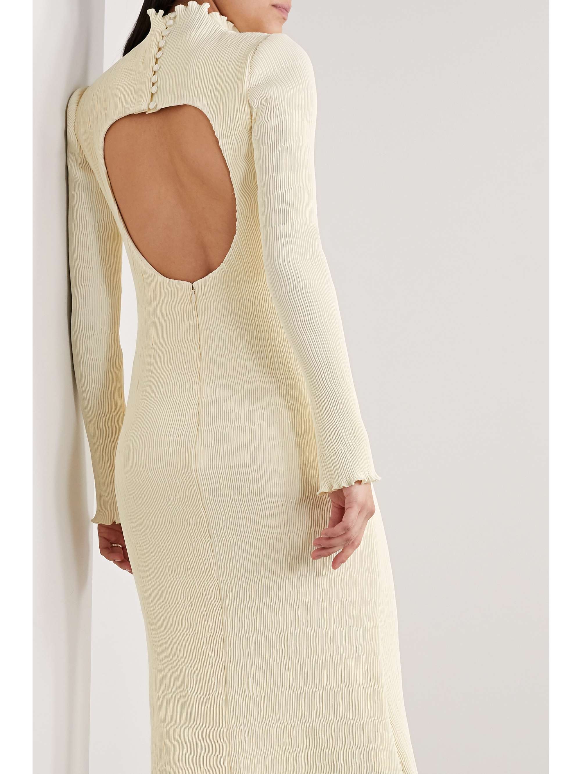 DANIELLE FRANKEL Adrienne open-back plissé stretch-satin midi dress