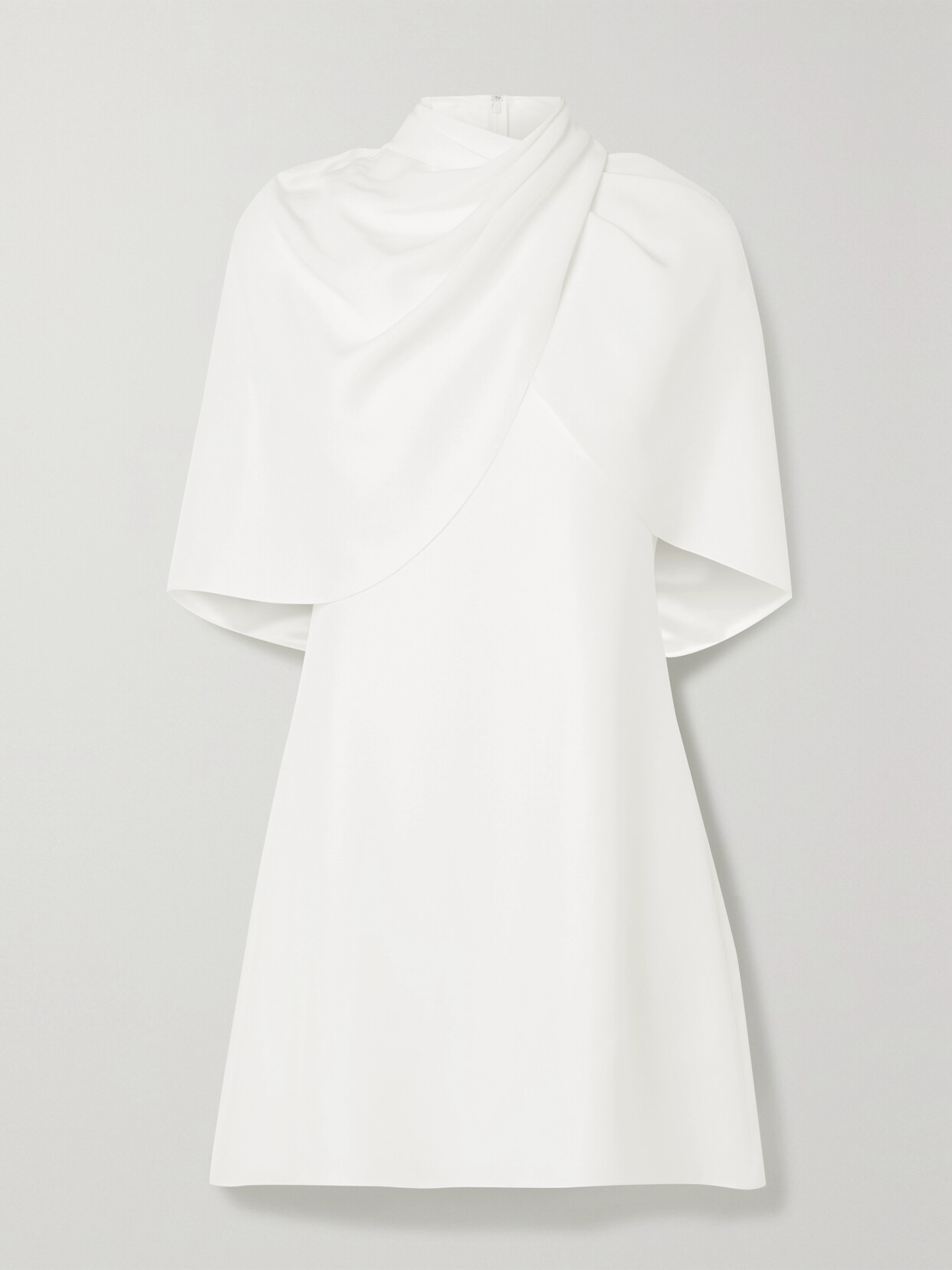 Brandon Maxwell Draped Cape-effect Silk-crepe Mini Dress