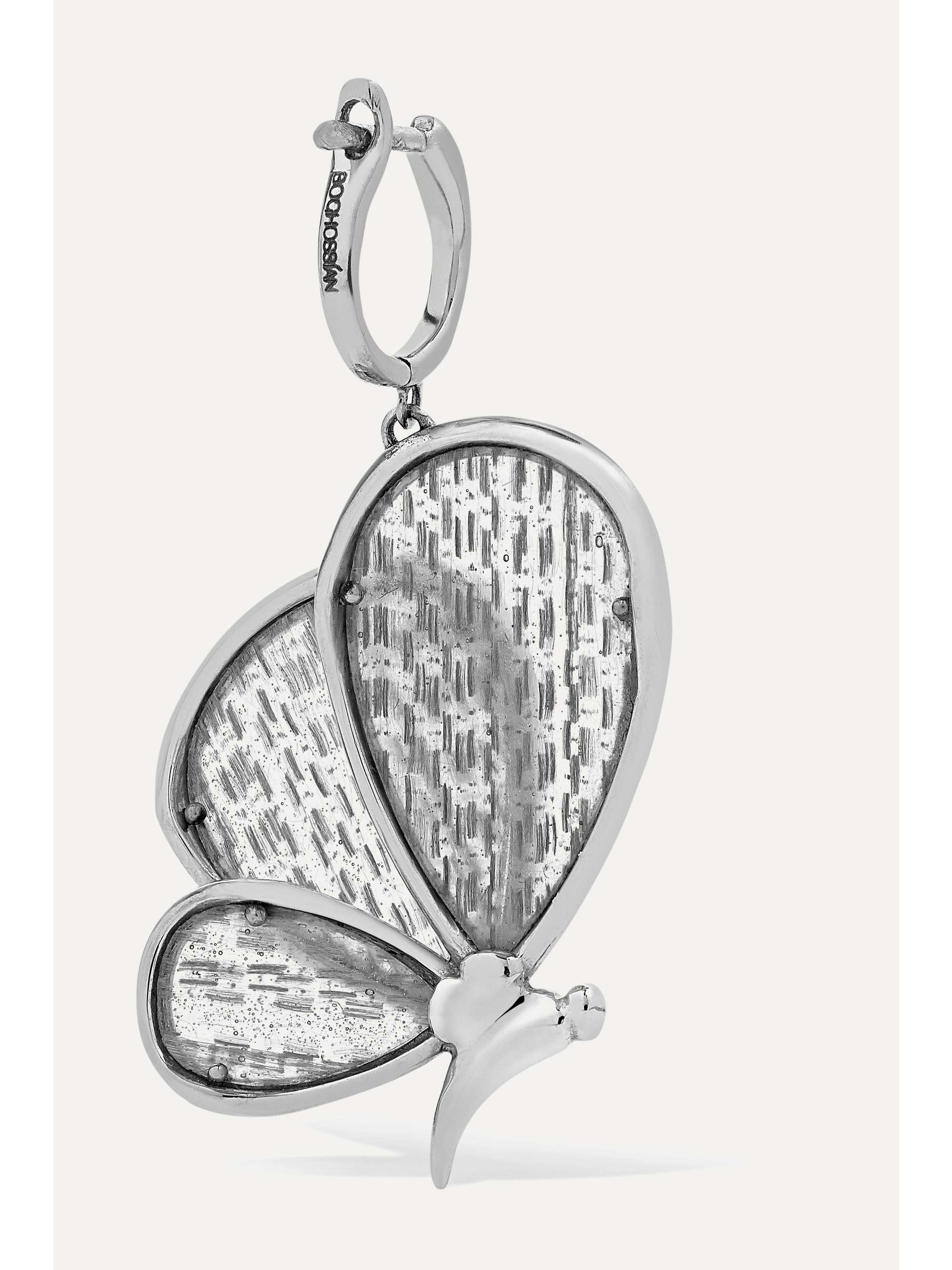 BOGHOSSIAN 18-karat white gold, titanium fiber and diamond earrings