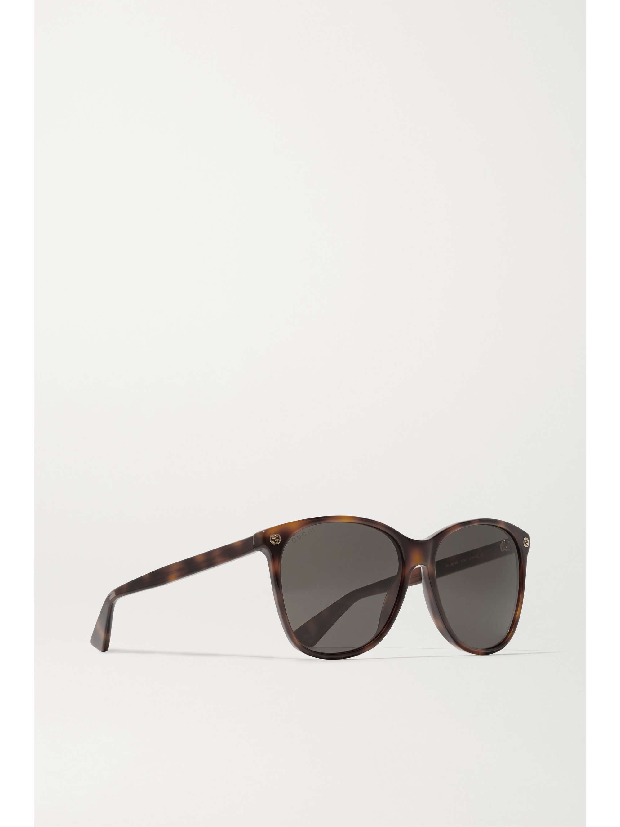gucci brown tortoiseshell round logo glasses