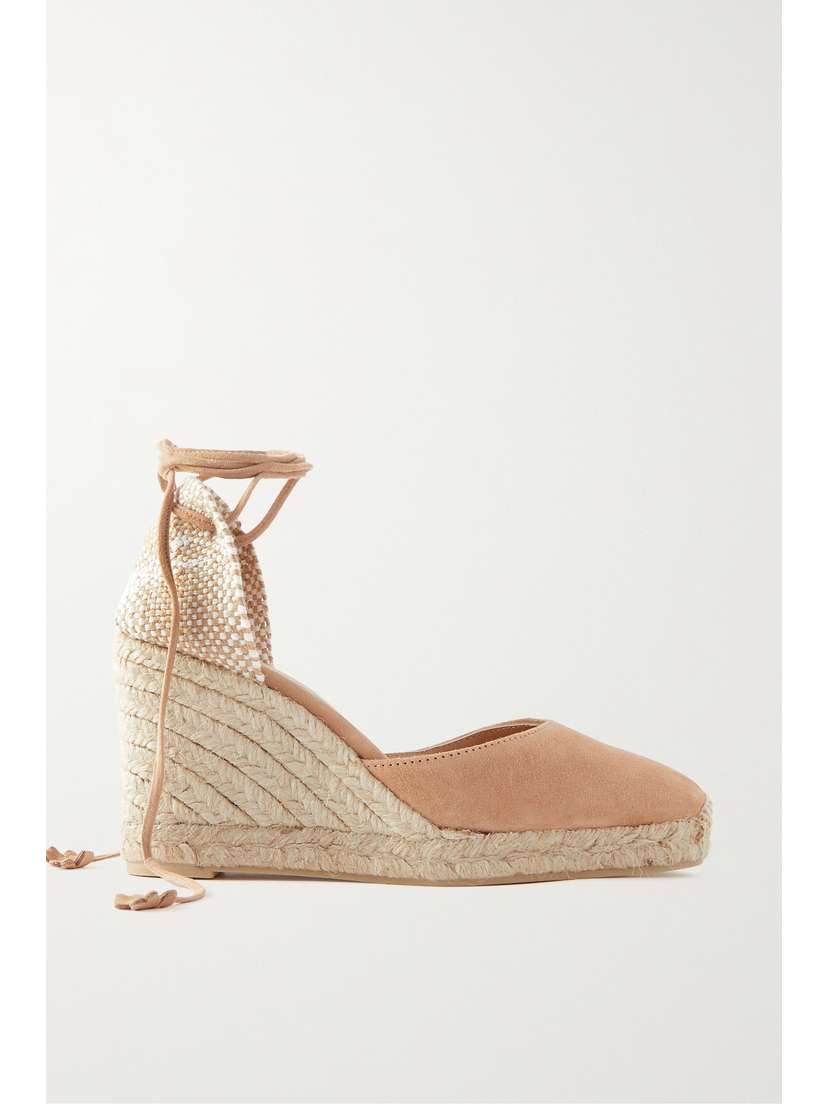 Castañer + Net Sustain Carina 80 Suede Wedge Espadrilles