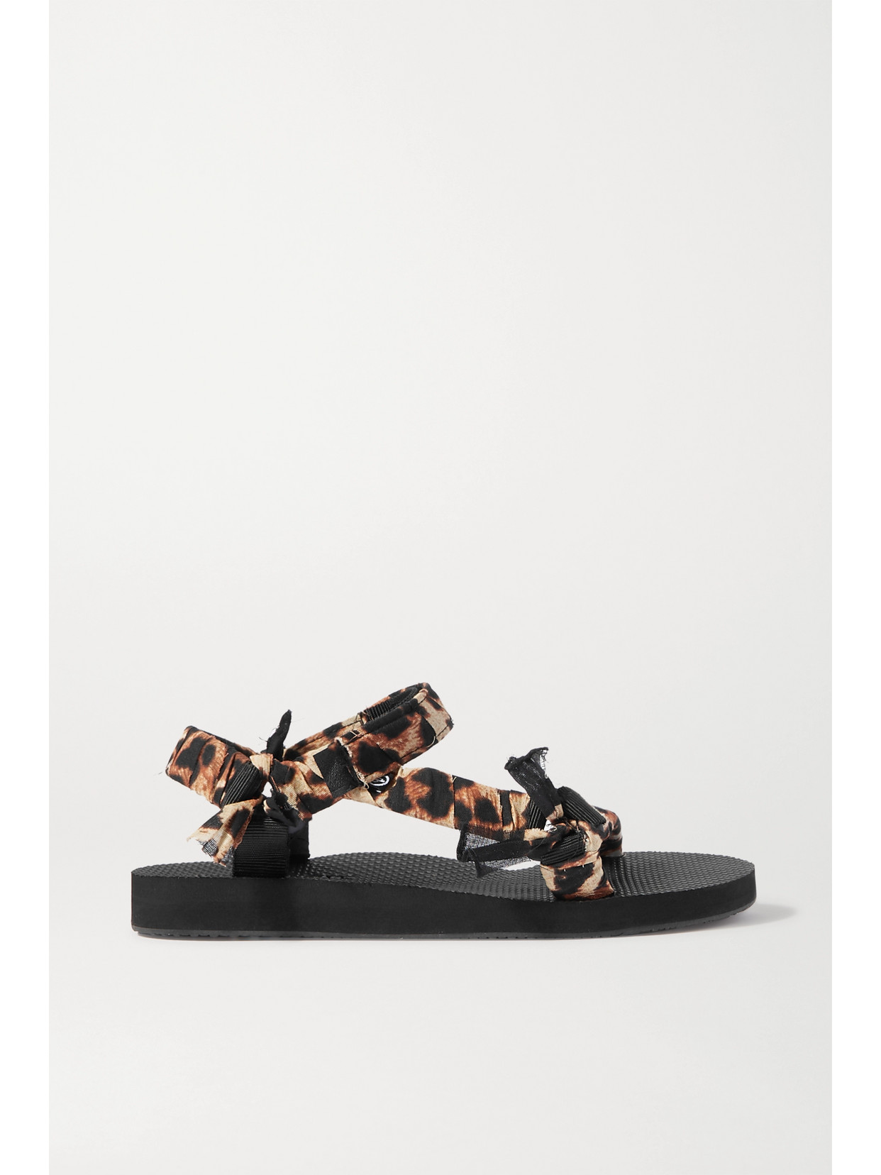 ARIZONA LOVE TREKKY LEOPARD-PRINT GAUZE-TRIMMED CANVAS SANDALS