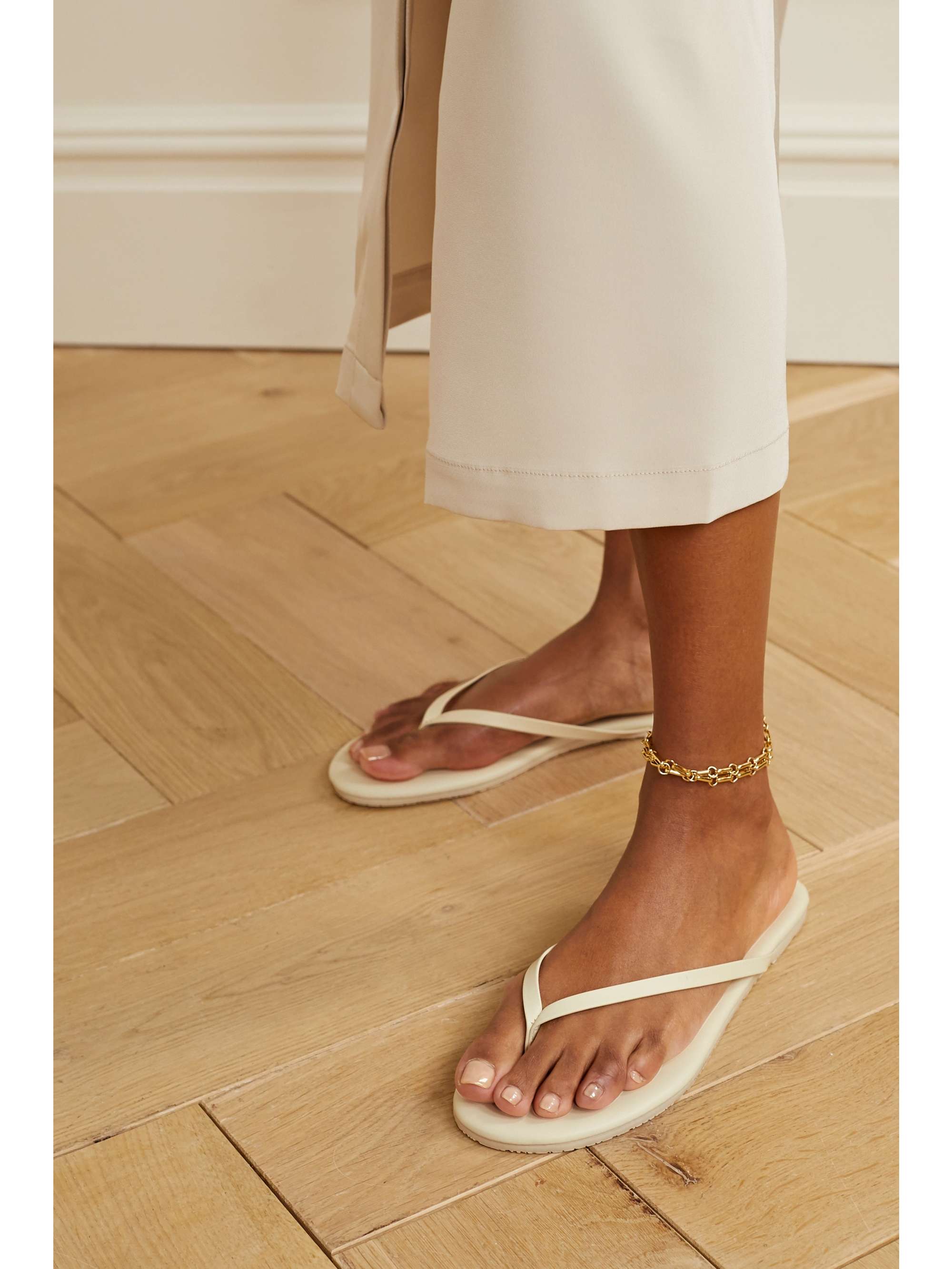 TKEES Metallics leather flip flops