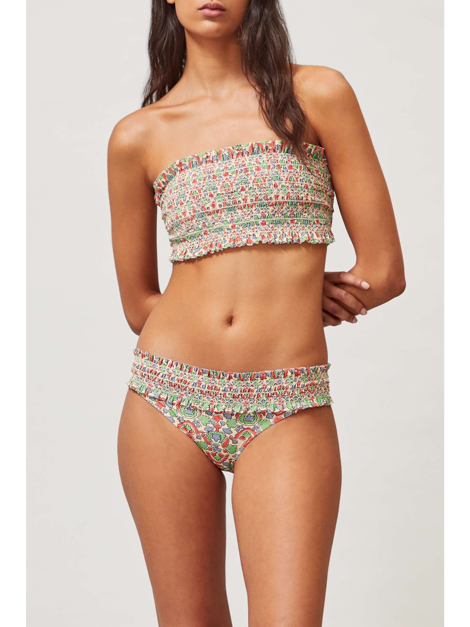 TORY BURCH Costa shirred printed bikini briefs | NET-A-PORTER