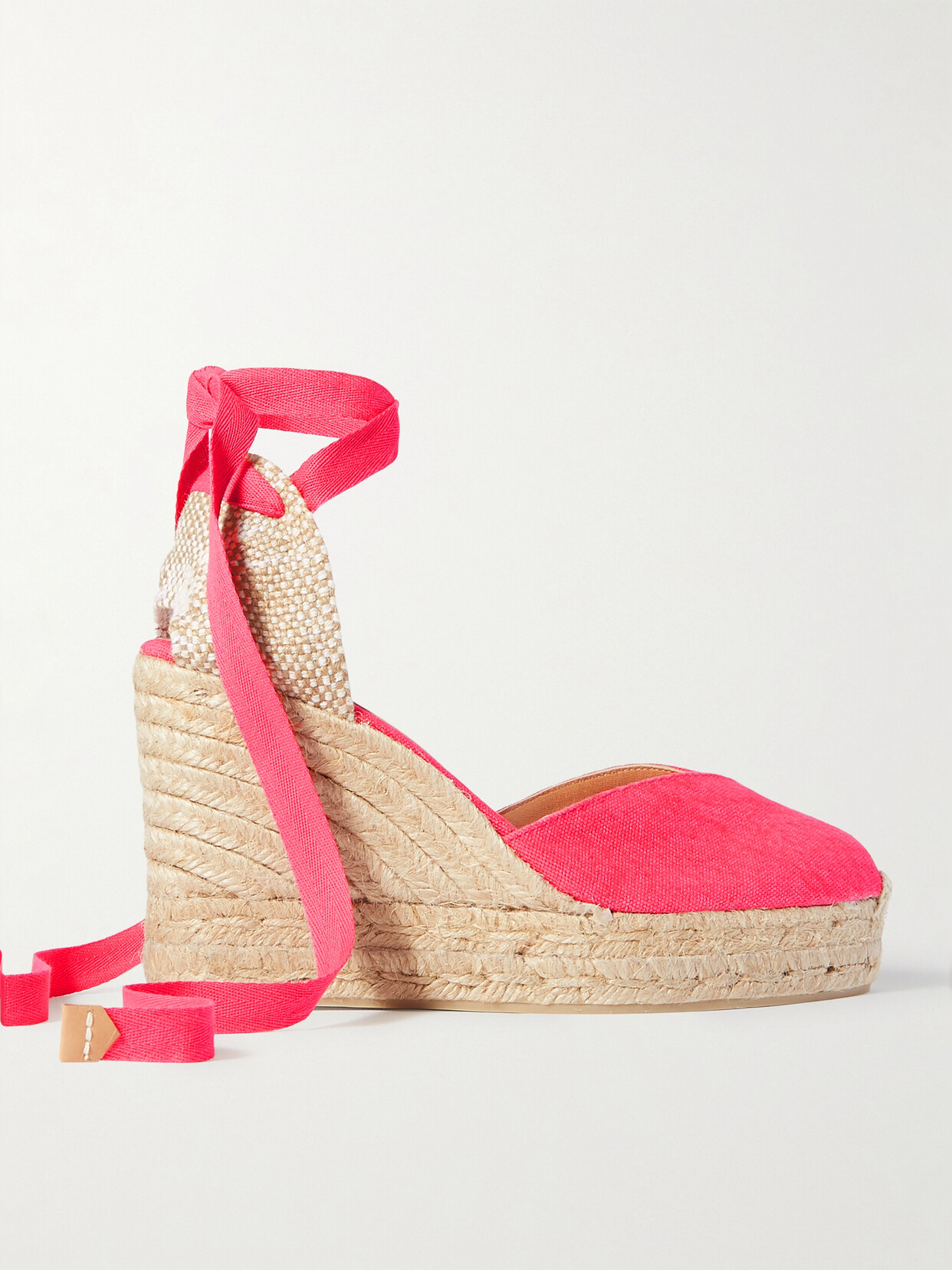 Shop Castaã±er + Net Sustain Chiara 80 Canvas Wedge Espadrilles In Pink