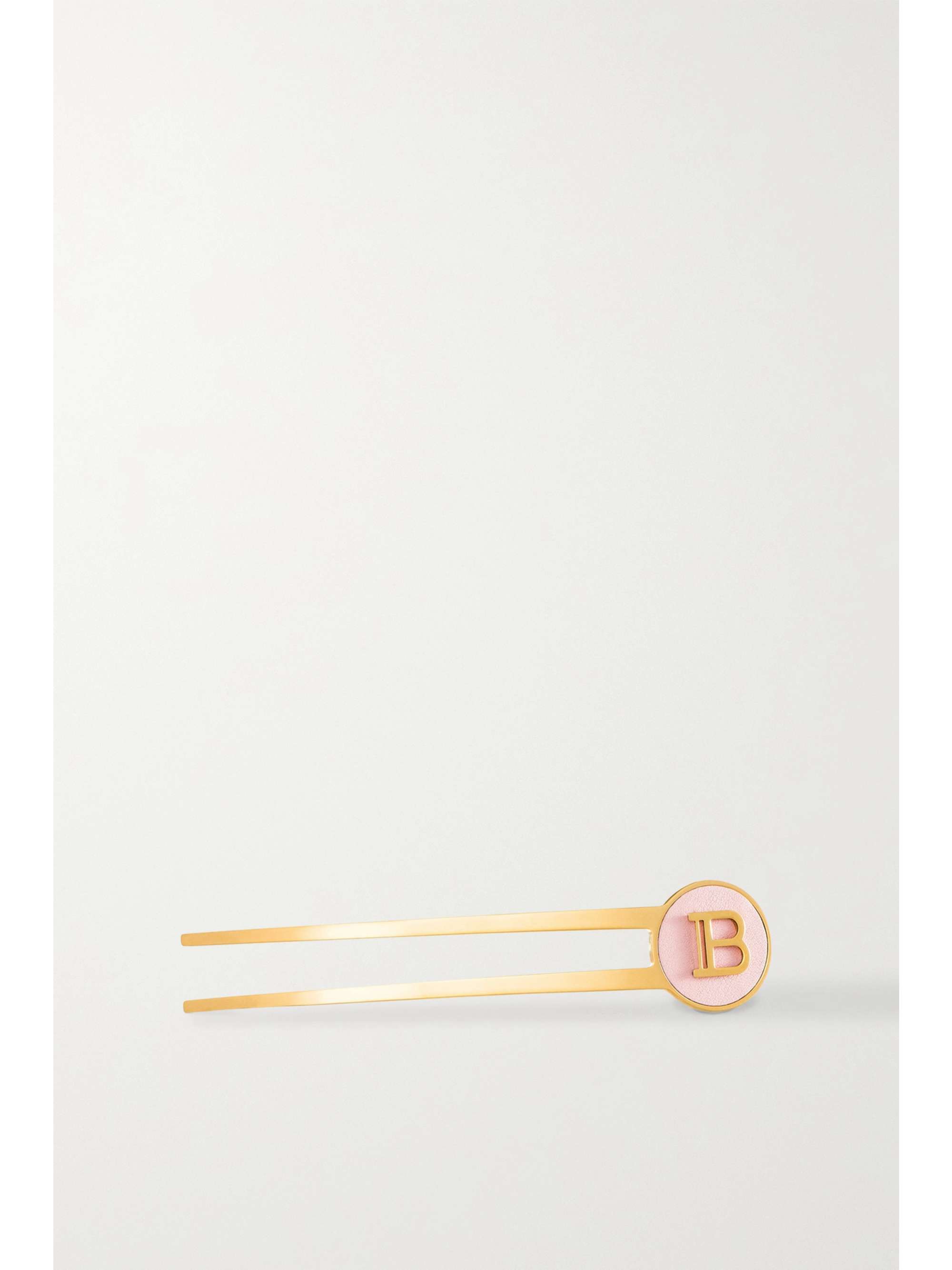 BALMAIN PARIS HAIR COUTURE Gold-plated and leather hair pin