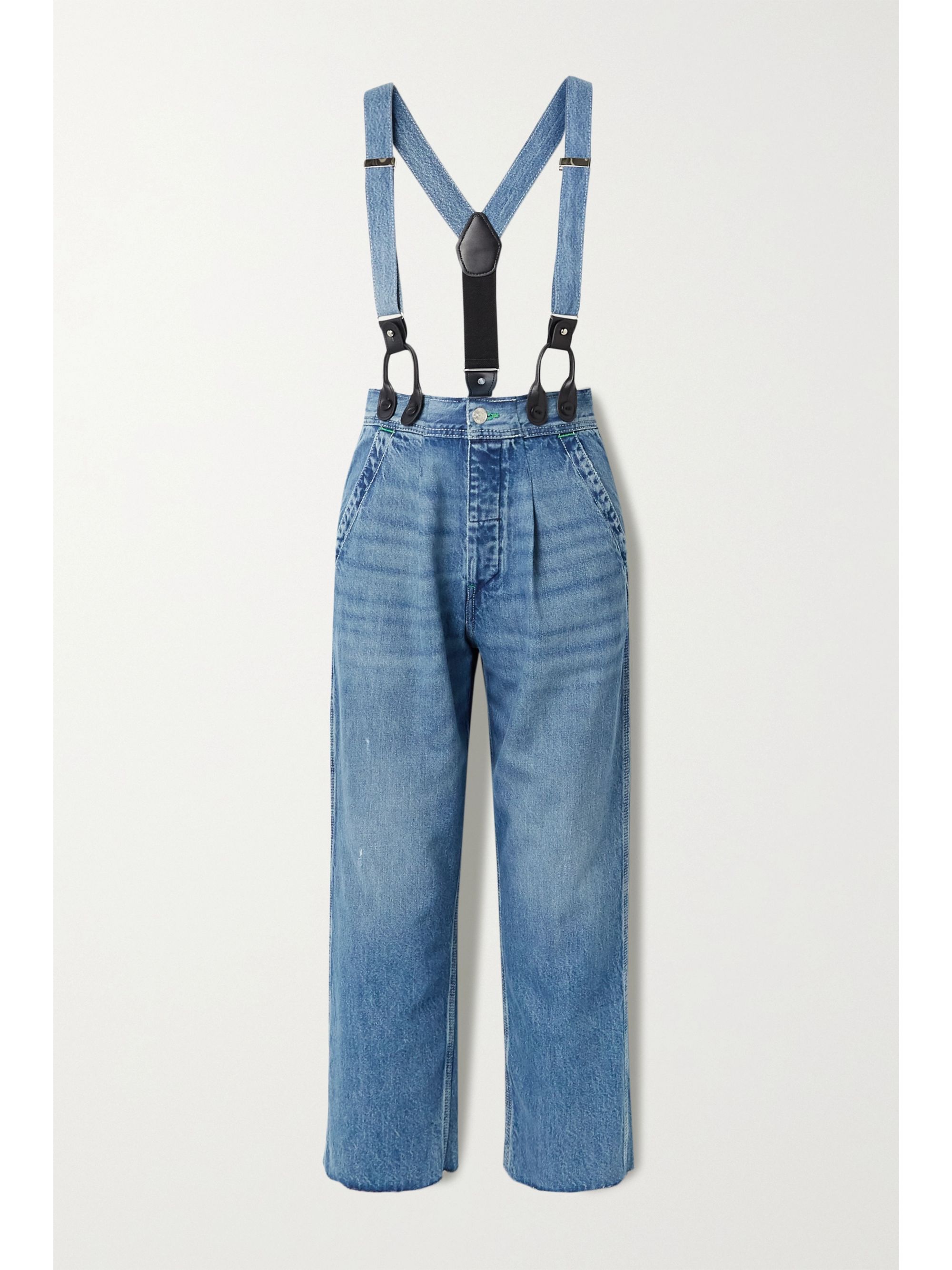 wide leg jeans with suspenders
