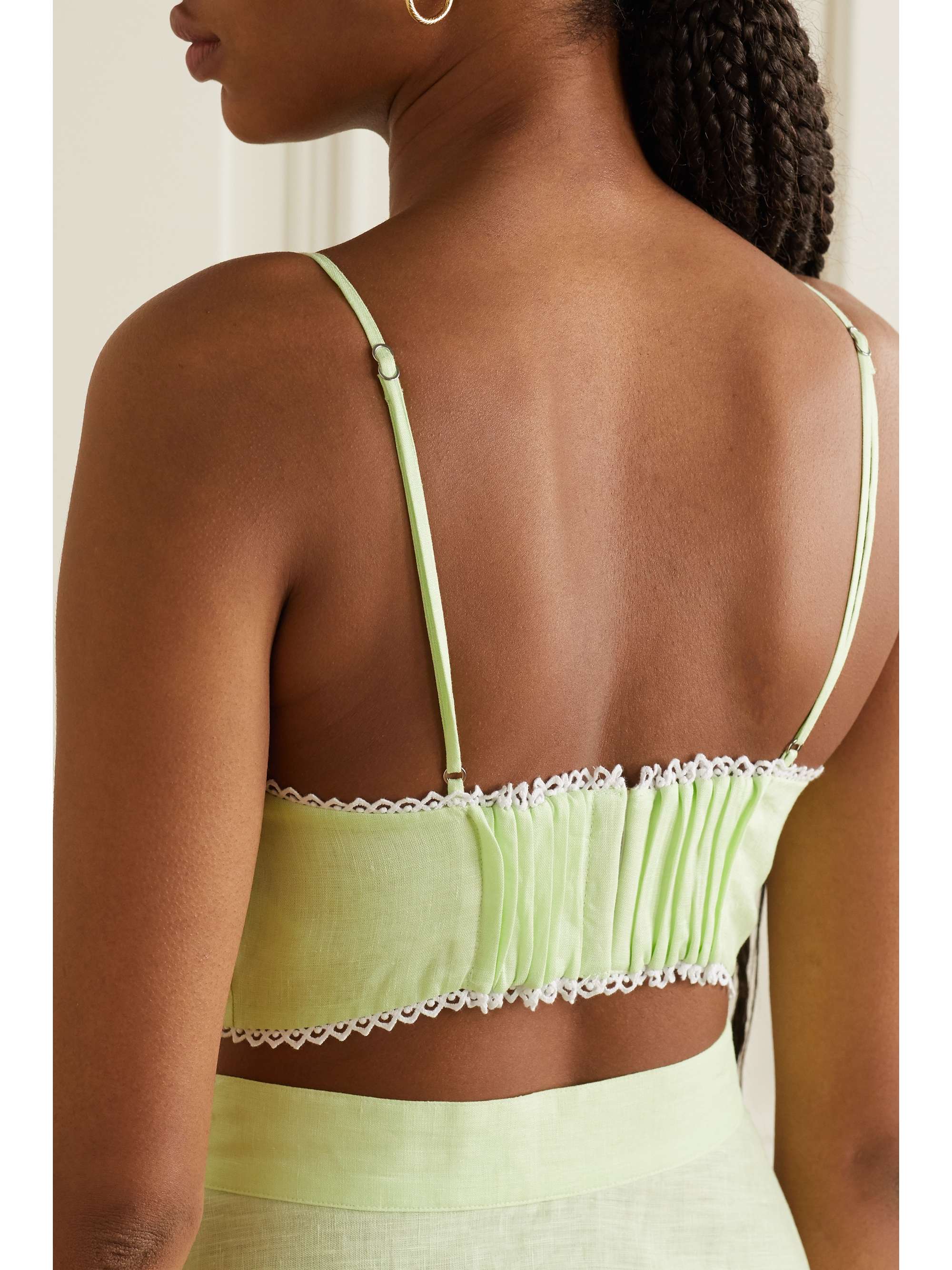 MIGUELINA Irene crochet-trimmed linen bralette