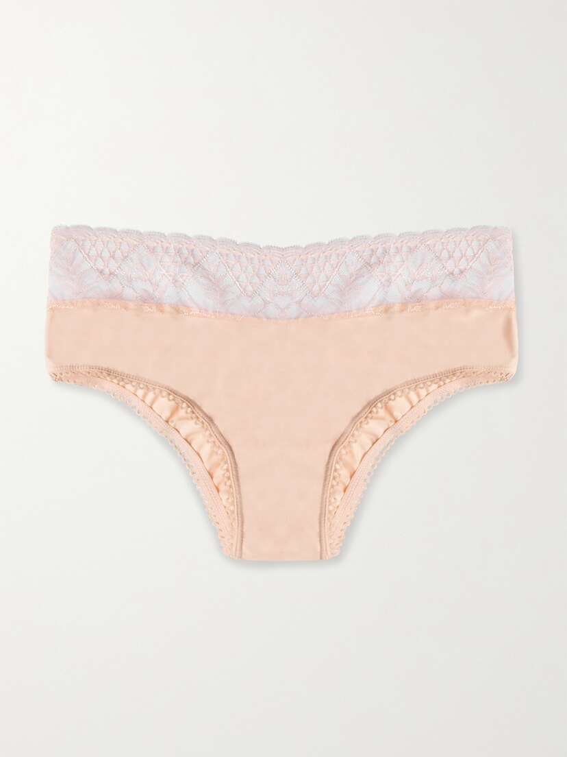 SIX Florence Leavers Lace-trimmed Stretch-cotton Maternity Briefs