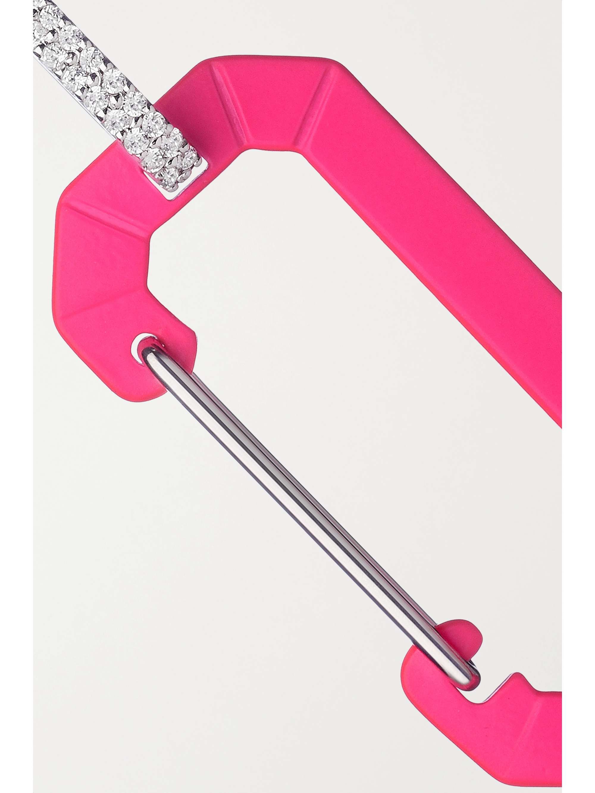 EÉRA Chiara 18-karat white gold, diamond and enamel earring