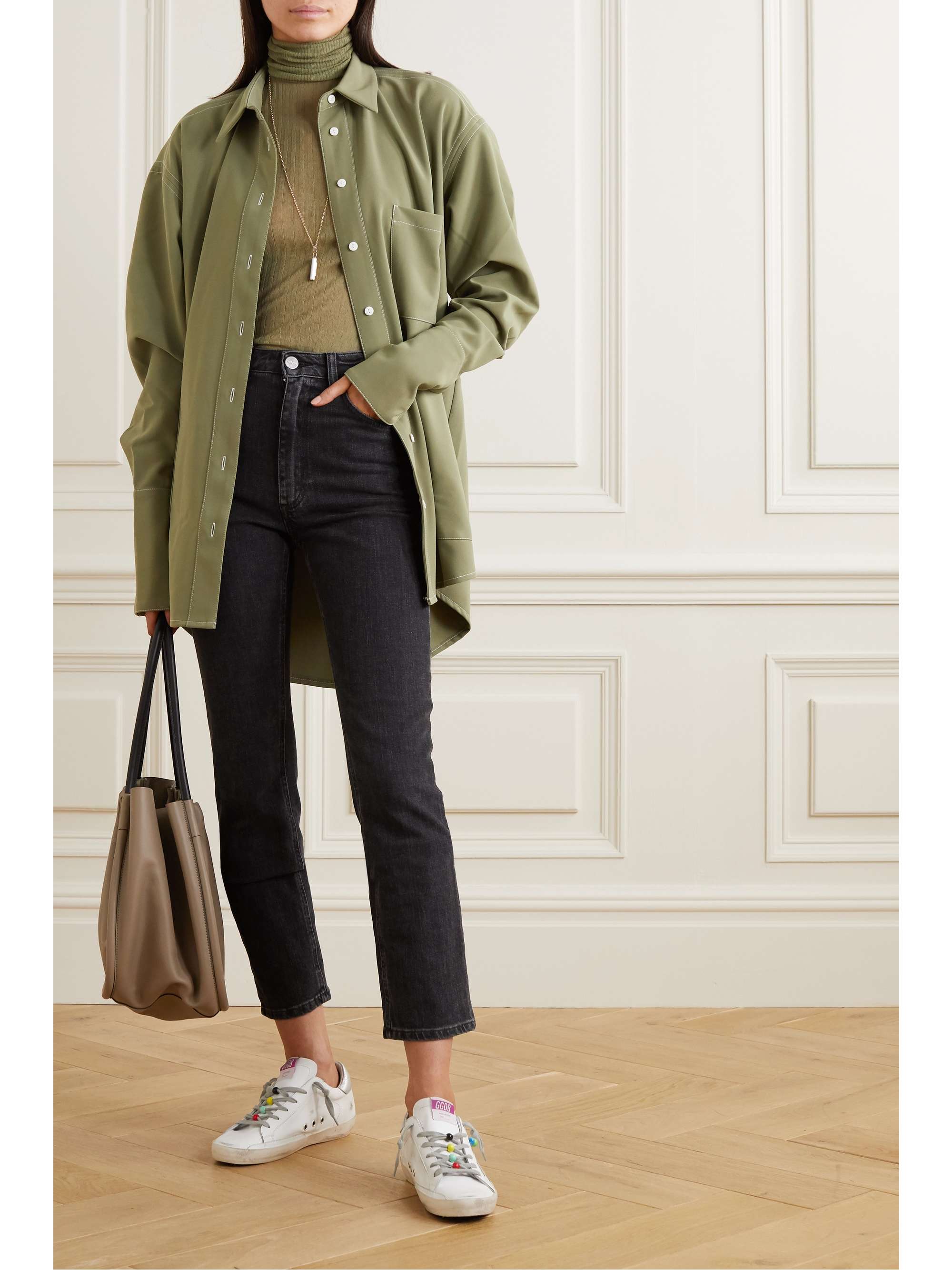 GOLDEN GOOSE Superstar bead-embellished distressed leather and suede sneakers