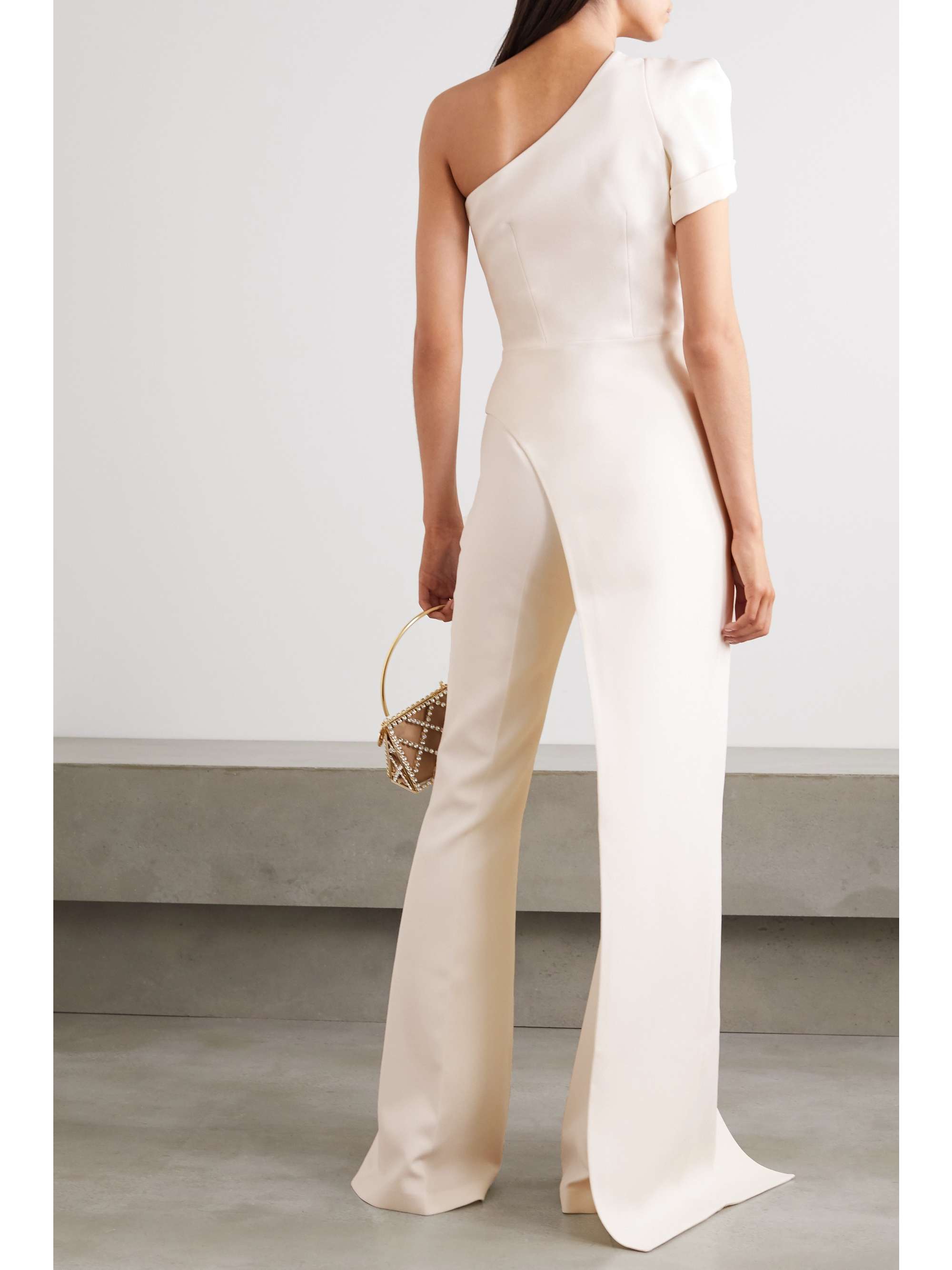 SAFIYAA Draped asymmetric one-shoulder stretch-crepe top