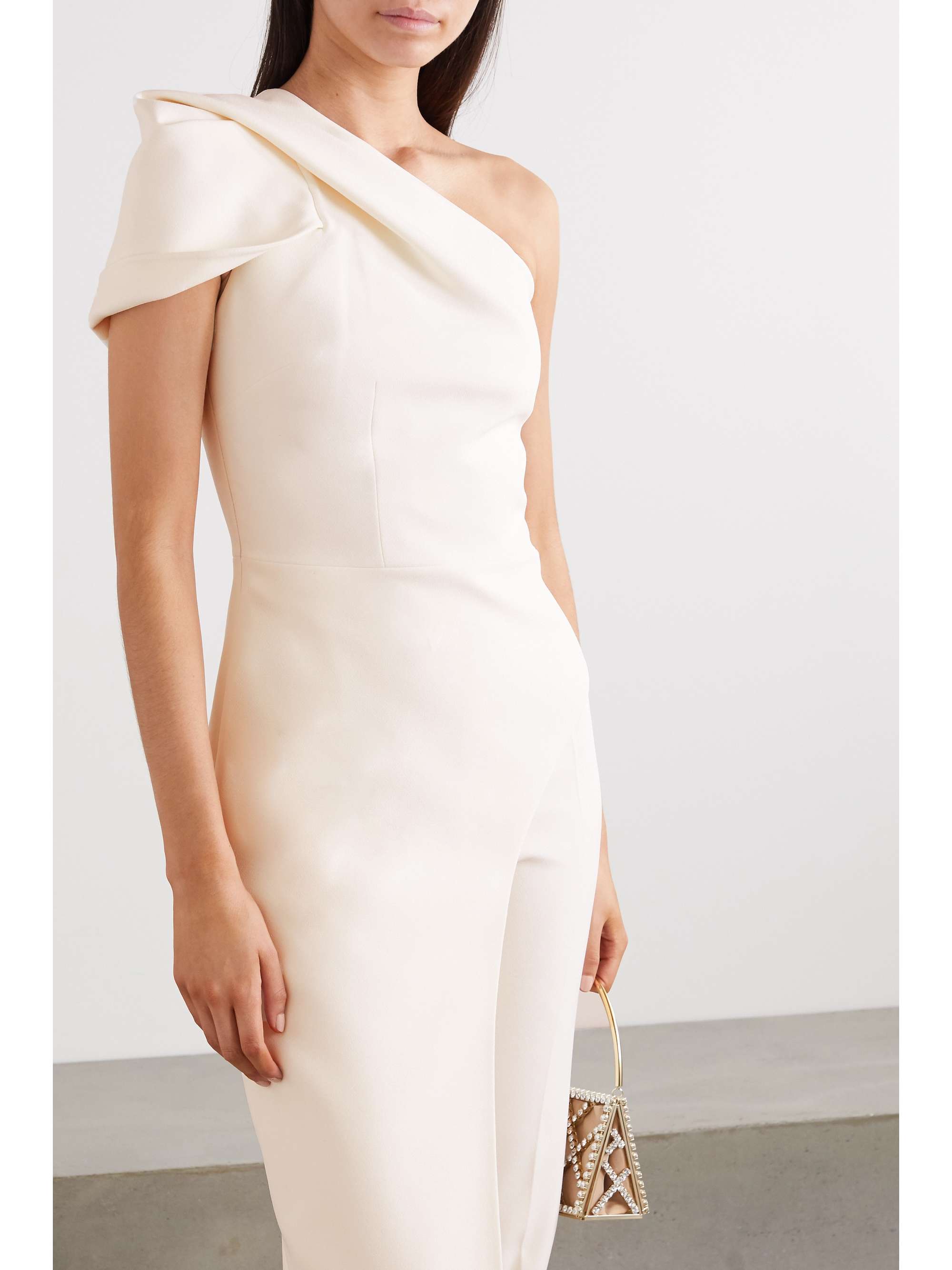 SAFIYAA Draped asymmetric one-shoulder stretch-crepe top
