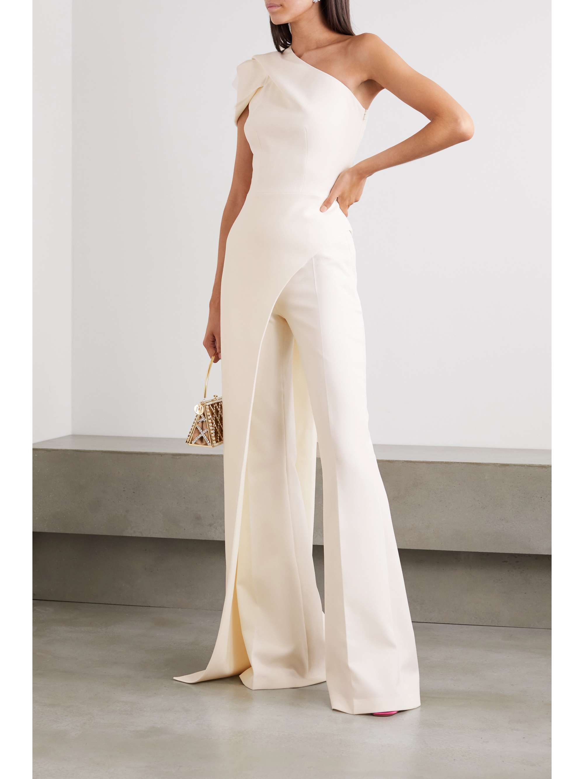 SAFIYAA Draped asymmetric one-shoulder stretch-crepe top