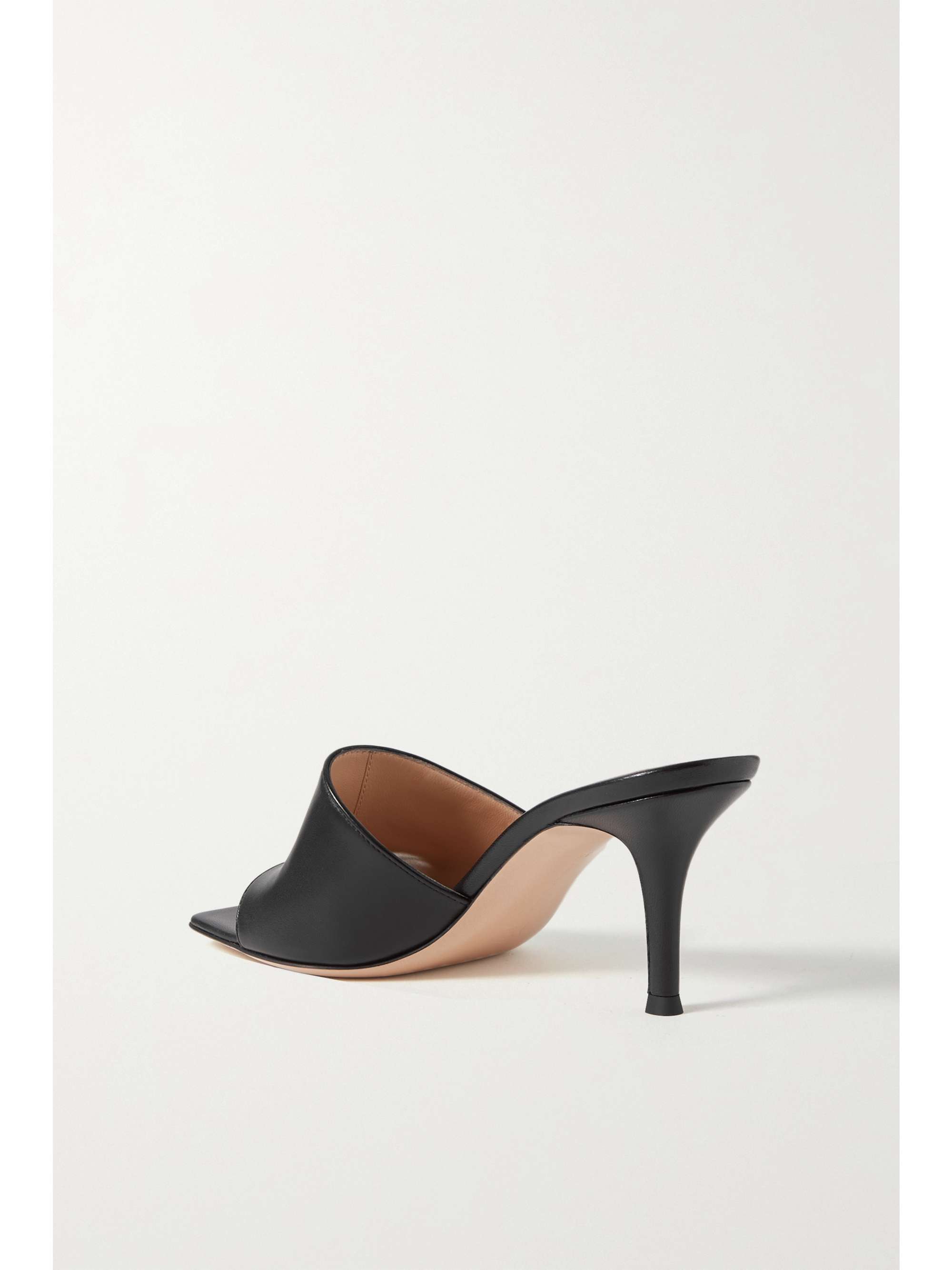 gianvito rossi 70 leather trimmed fishnet mules