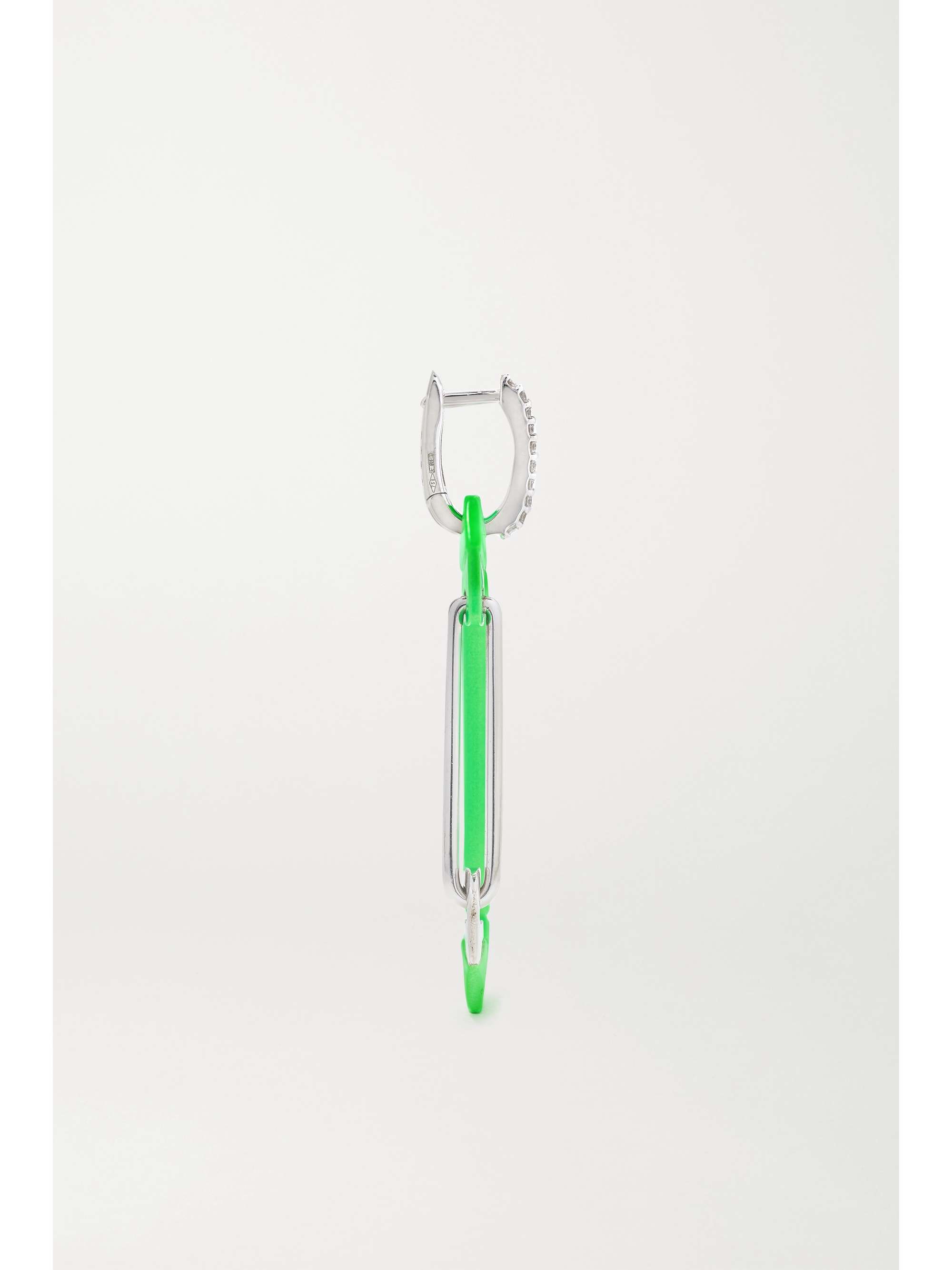 EÉRA Chiara 18-karat white gold, diamond and enamel earring