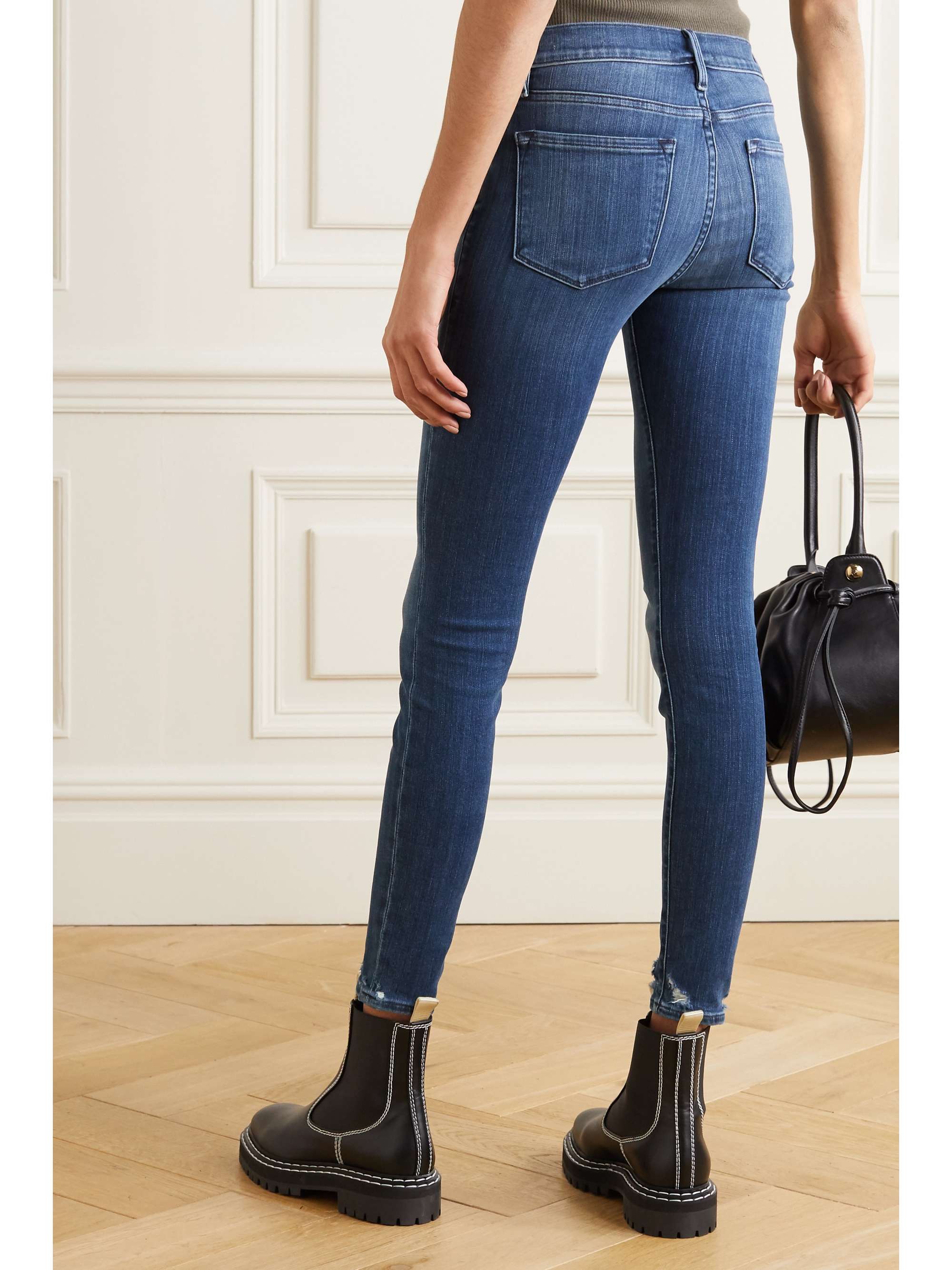 FRAME Le Skinny De Jeanne distressed mid-rise jeans