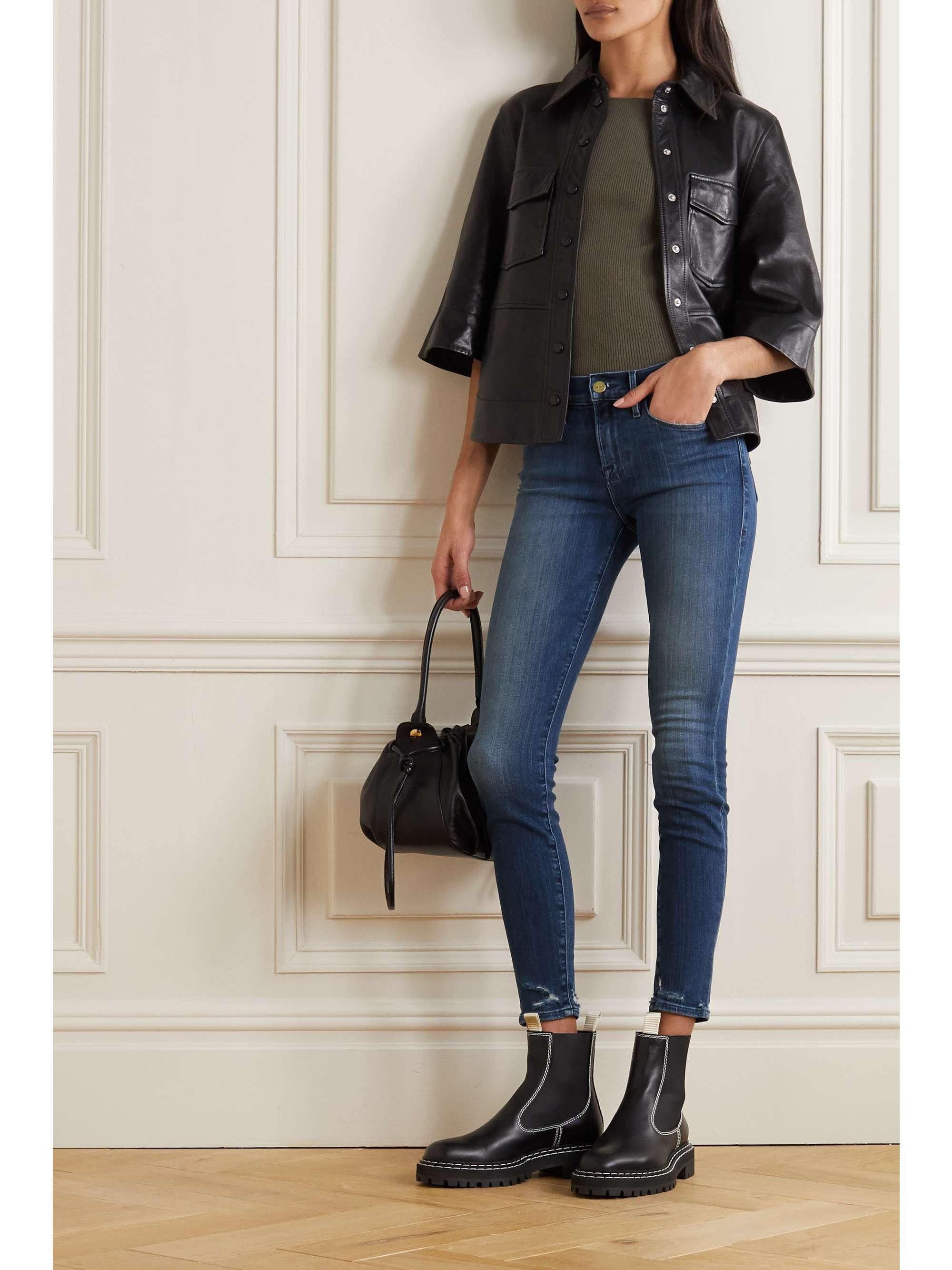 FRAME Le Skinny De Jeanne distressed mid-rise jeans