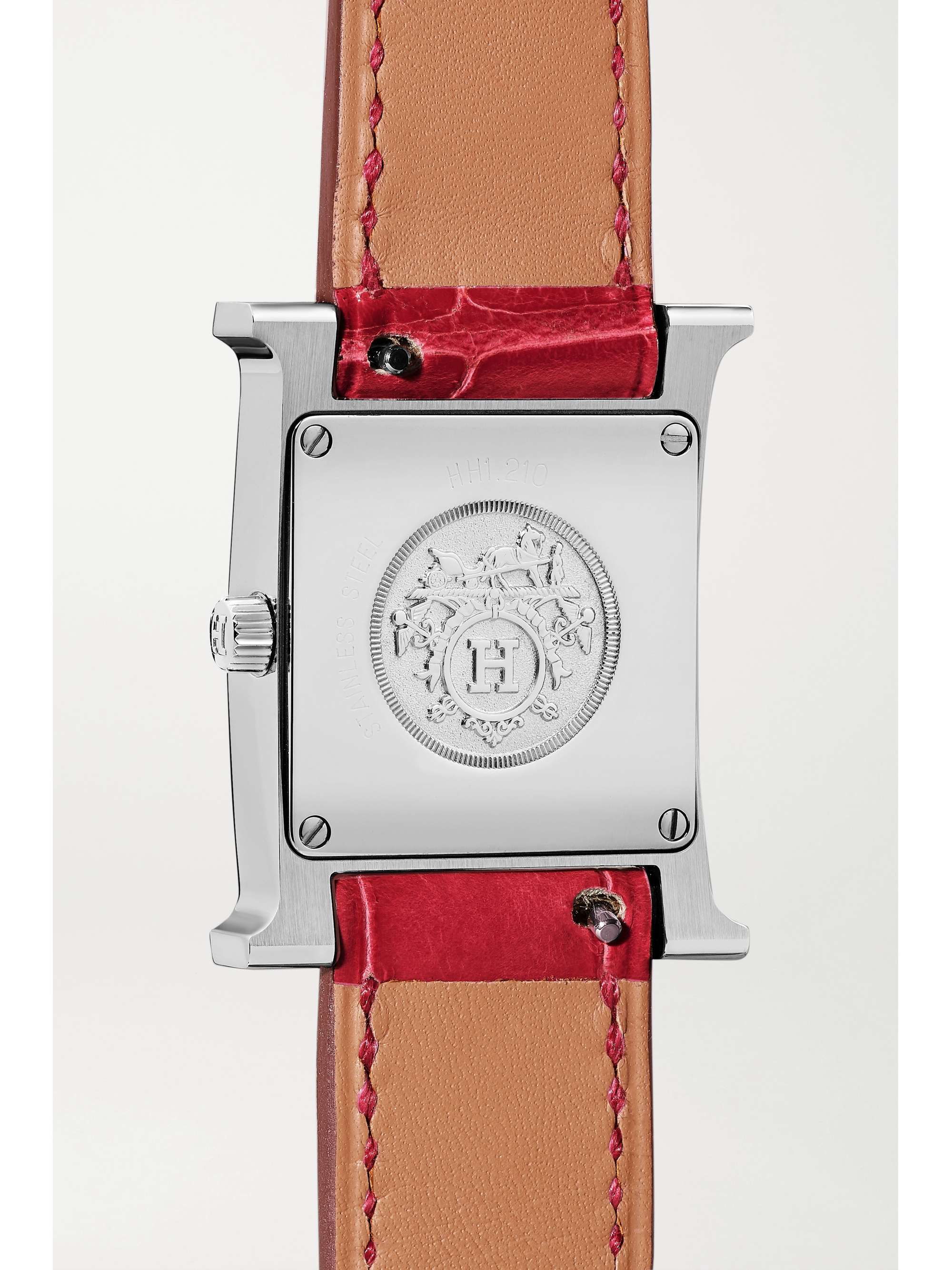 HERMÈS TIMEPIECES Heure H 25mm small stainless steel, alligator and diamond watch
