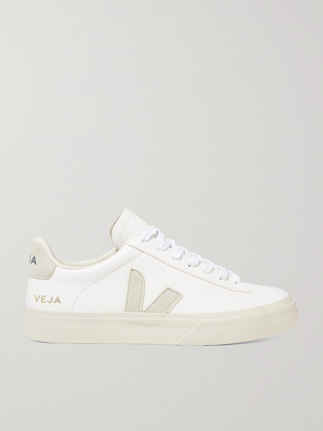 Shop Veja + Net Sustain Campo Leather And Suede Sneakers In White