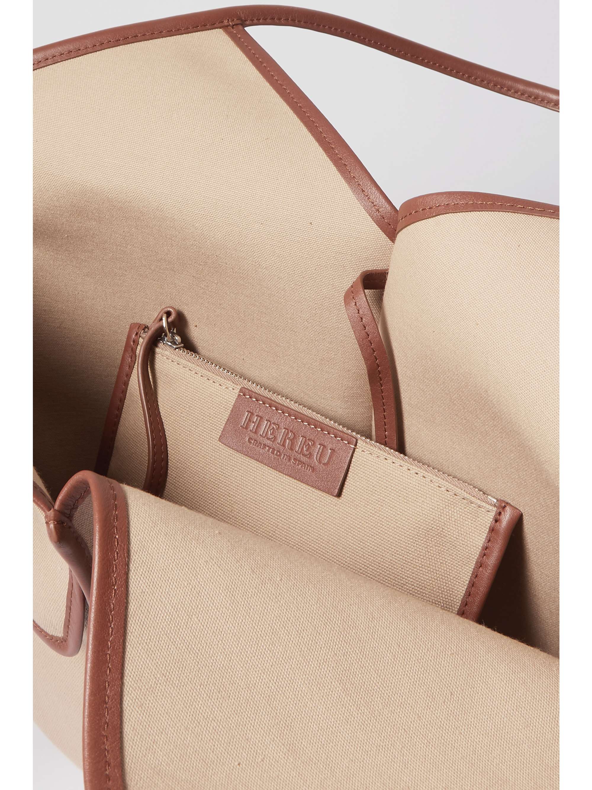 HEREU + Space for Giants Duna large leather-trimmed organic cotton-canvas tote