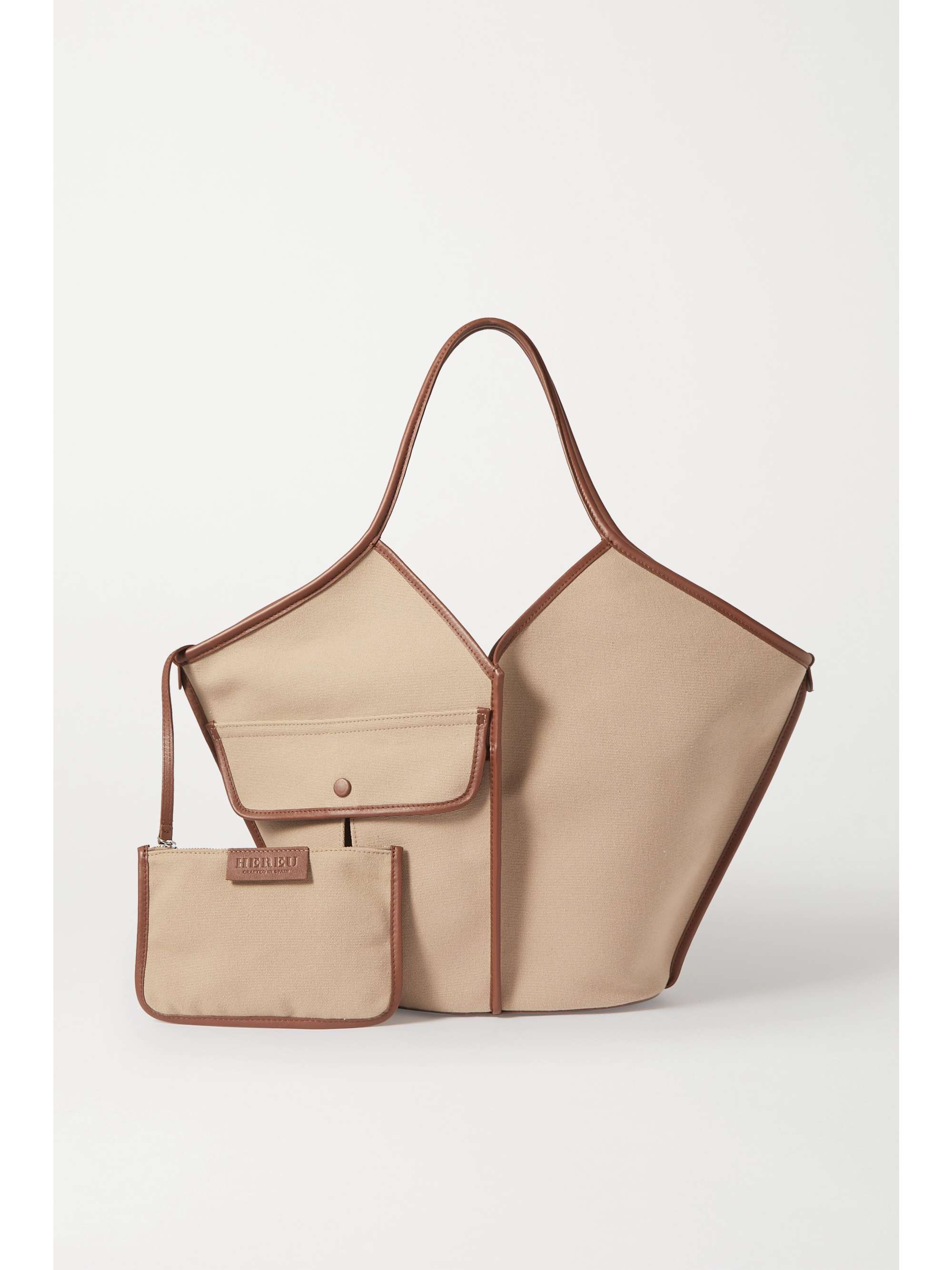 HEREU + Space for Giants Duna large leather-trimmed organic cotton-canvas tote