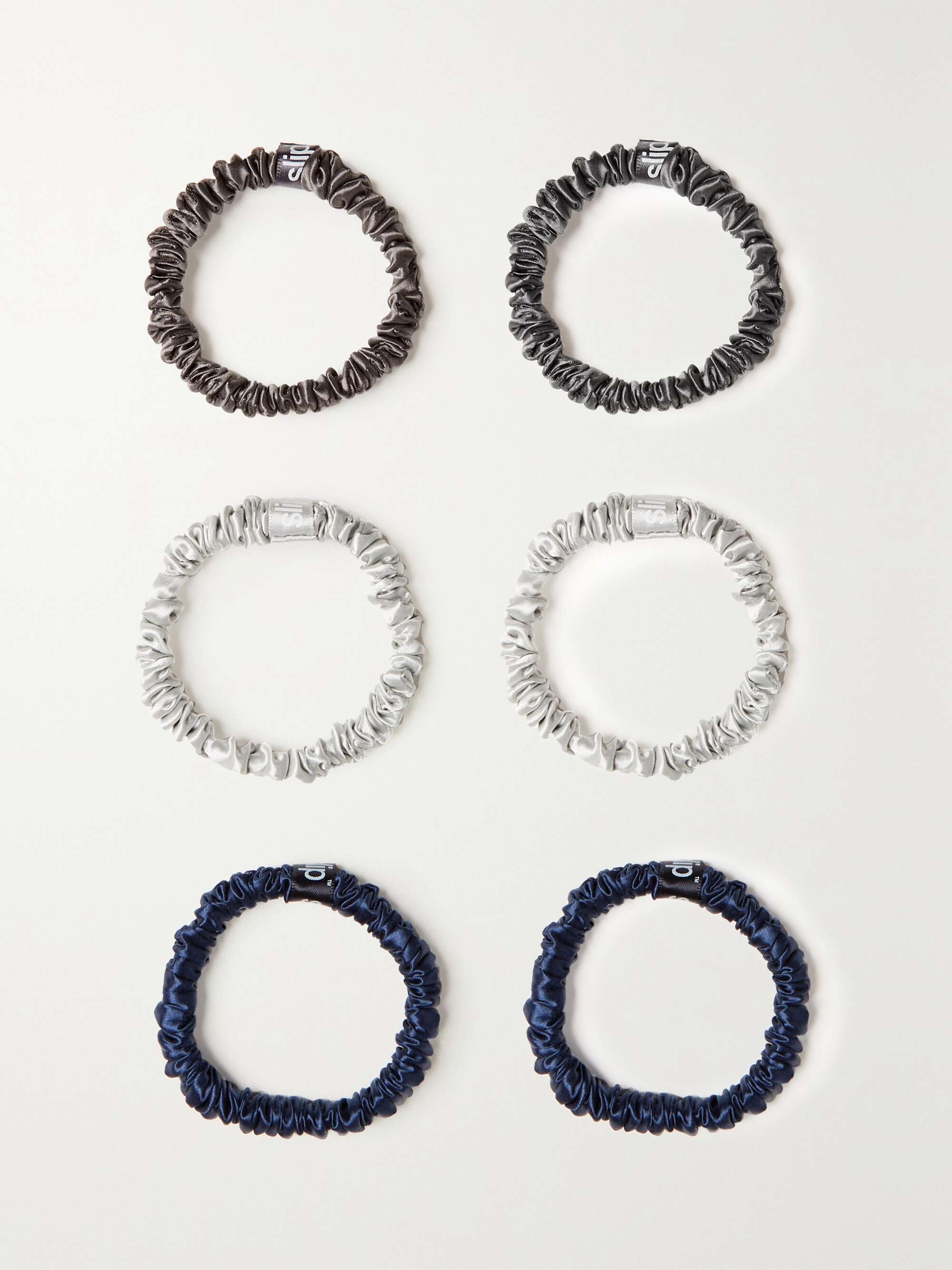 Midnight blue Set of six small silk hair ties | SLIP | NET-A-PORTER Midnight blue Set of six small silk hair ties | SLIP | NET-A-PORTER