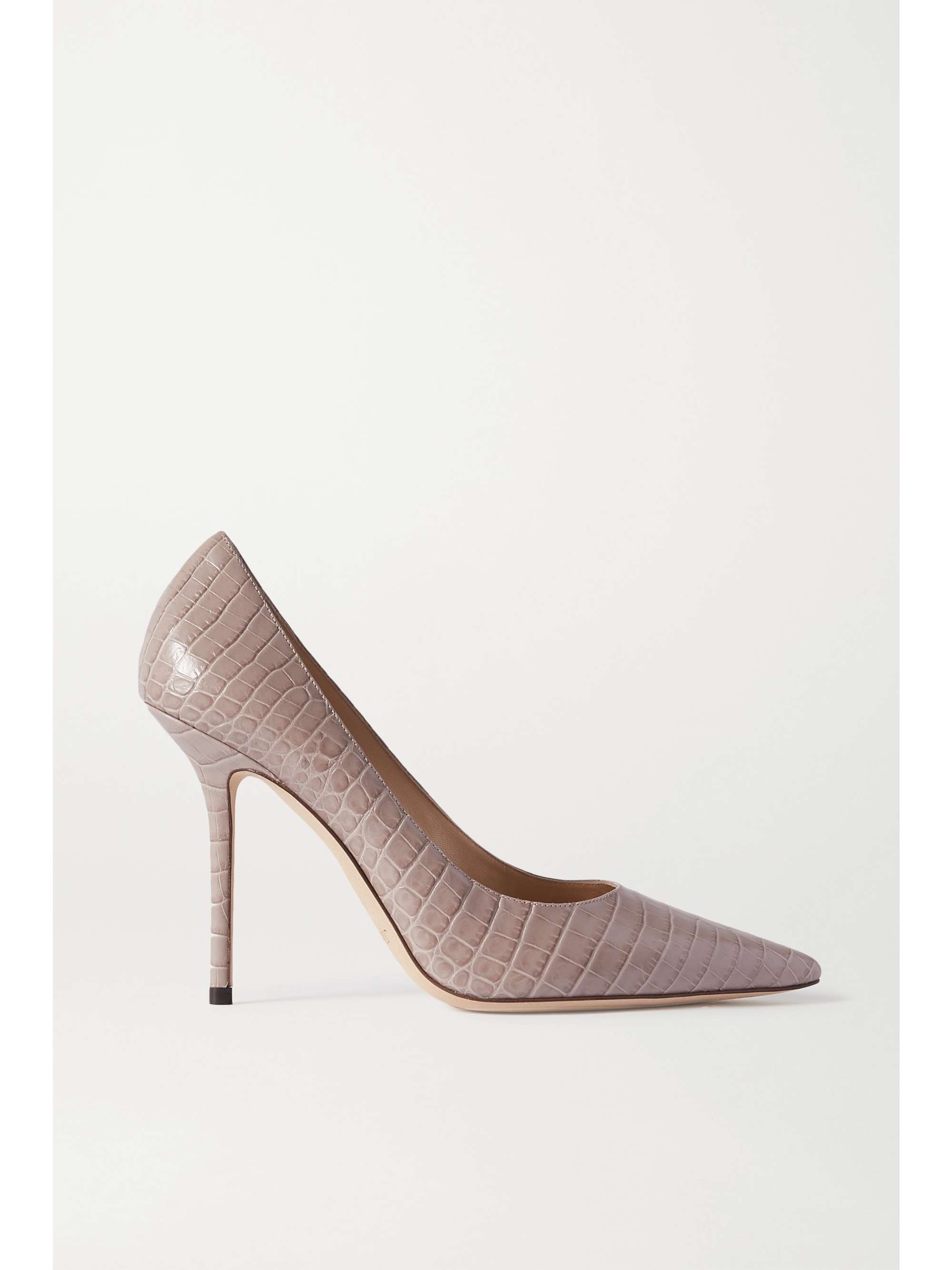 Taupe Love 100 croc-effect leather 