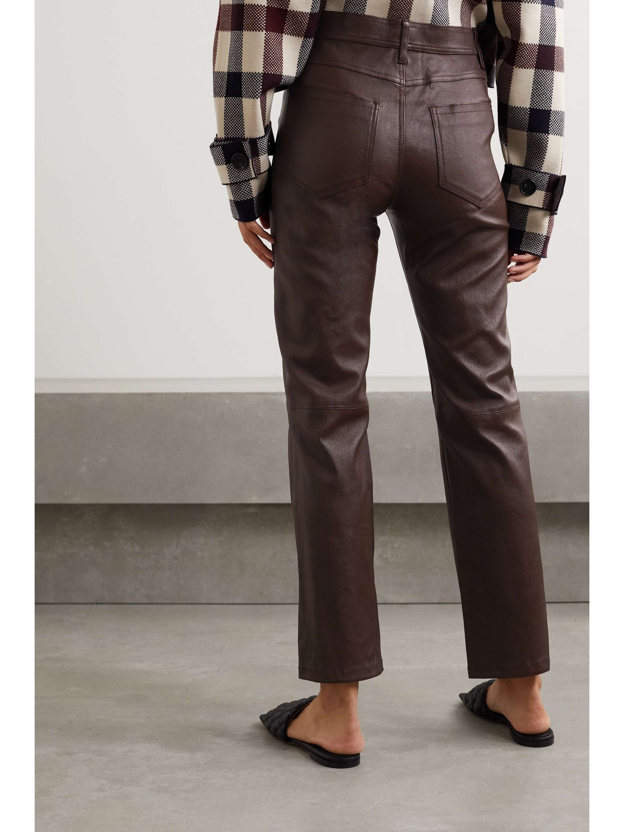 Plum Den cropped leather straight-leg 