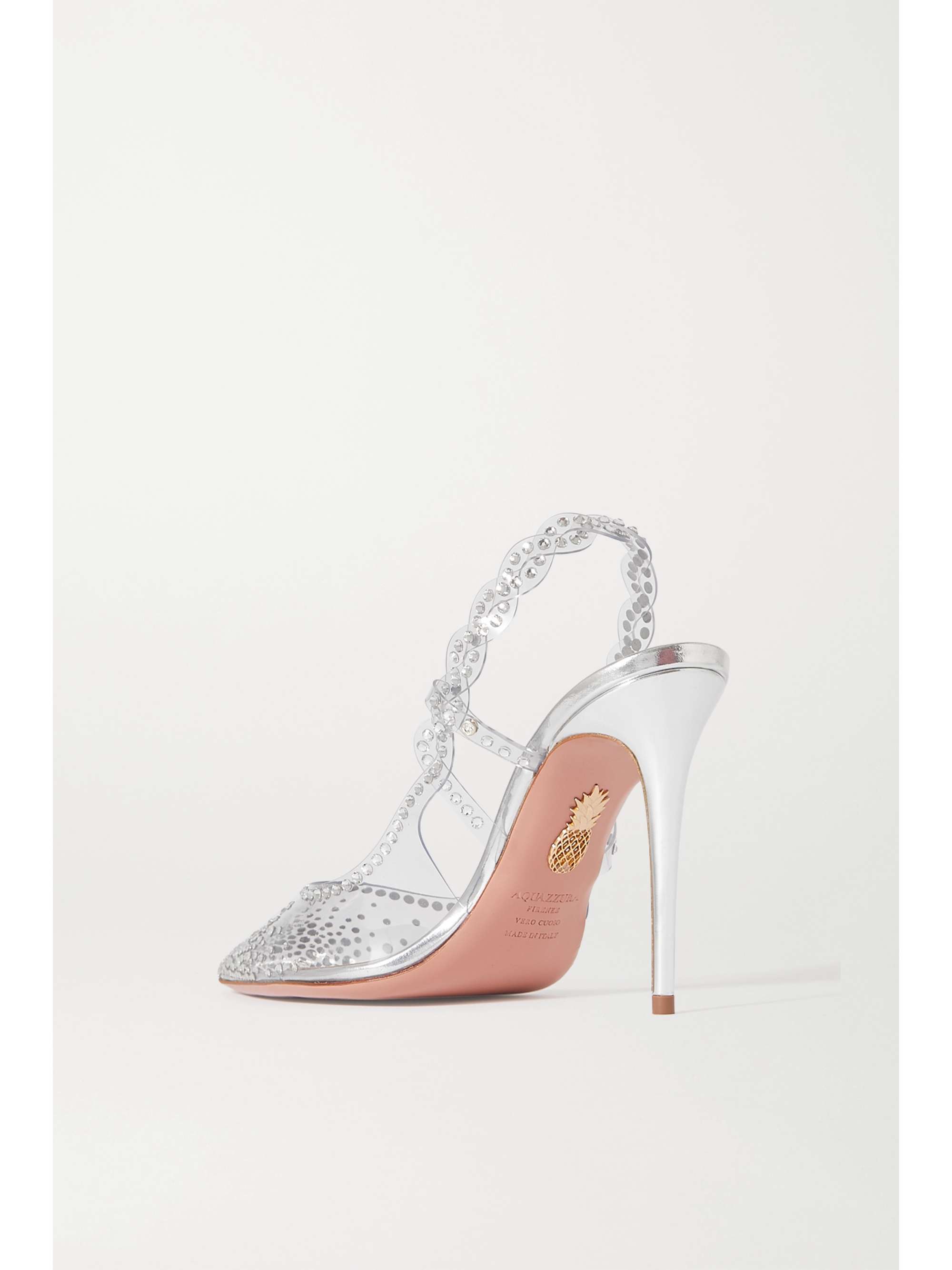 AQUAZZURA Heaven crystal-embellished PVC slingback pumps