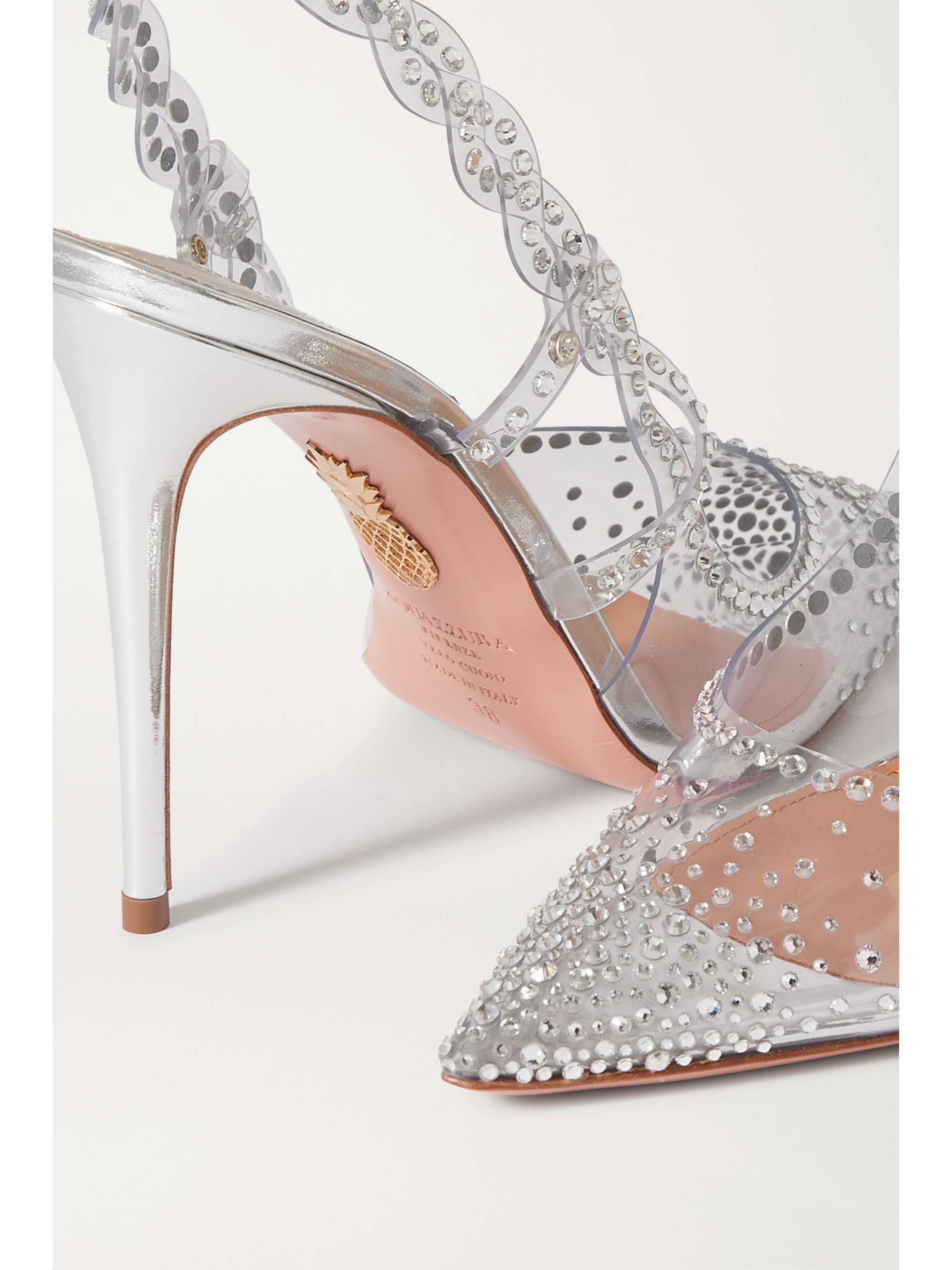 Silver Heaven Crystal Embellished Pvc Slingback Pumps Aquazzura Net A Porter