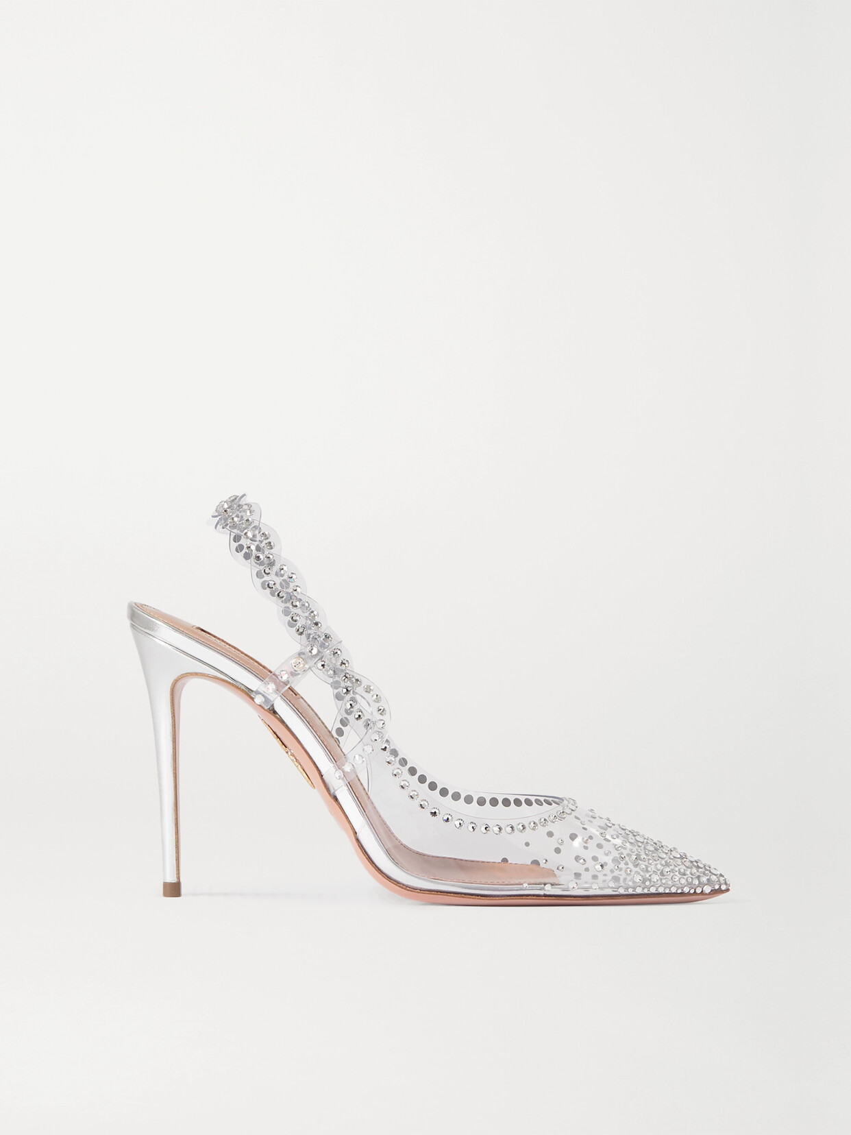 Aquazzura Heaven Crystal-embellished Pvc Slingback Pumps - Silver
