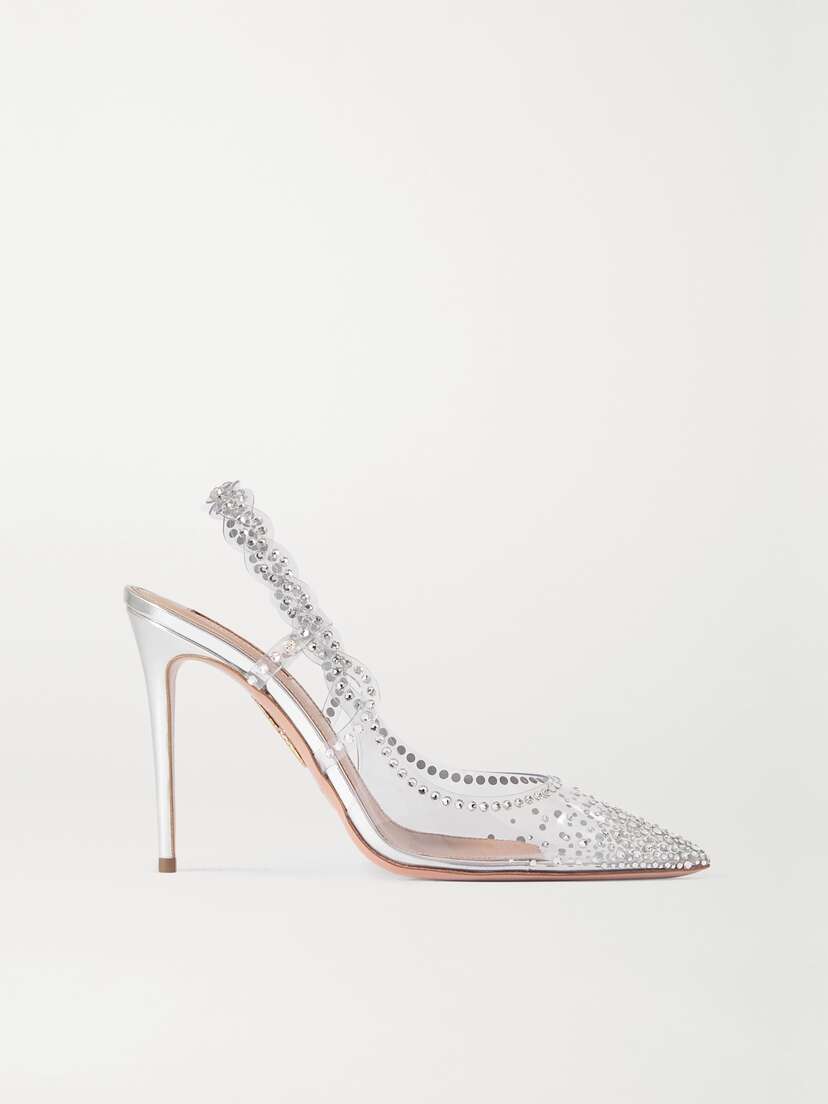 Aquazzura Heaven Crystal-embellished Pvc Slingback Pumps