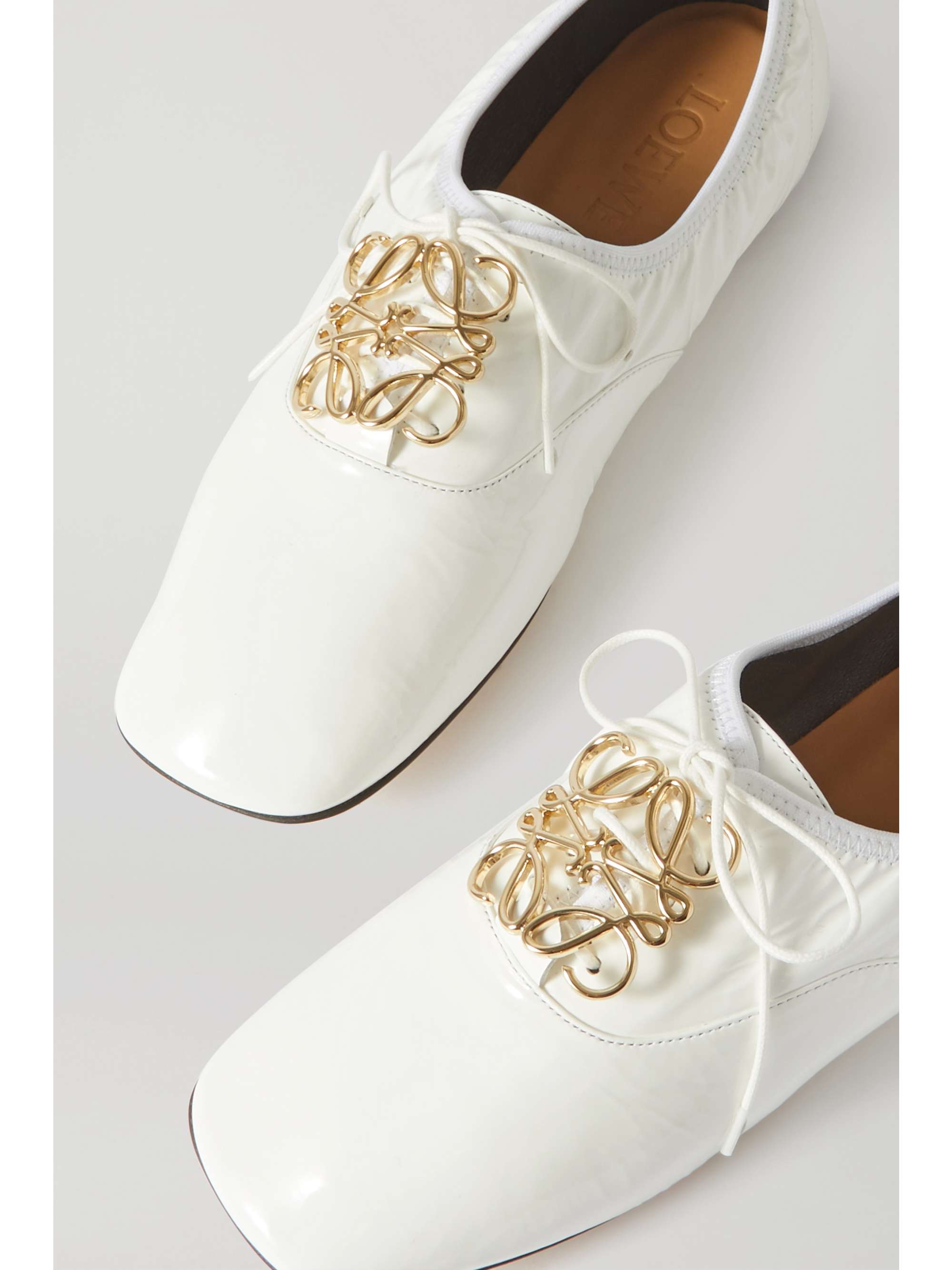 LOEWE Logo embellished Patent leather Ballet Flats NET A PORTER