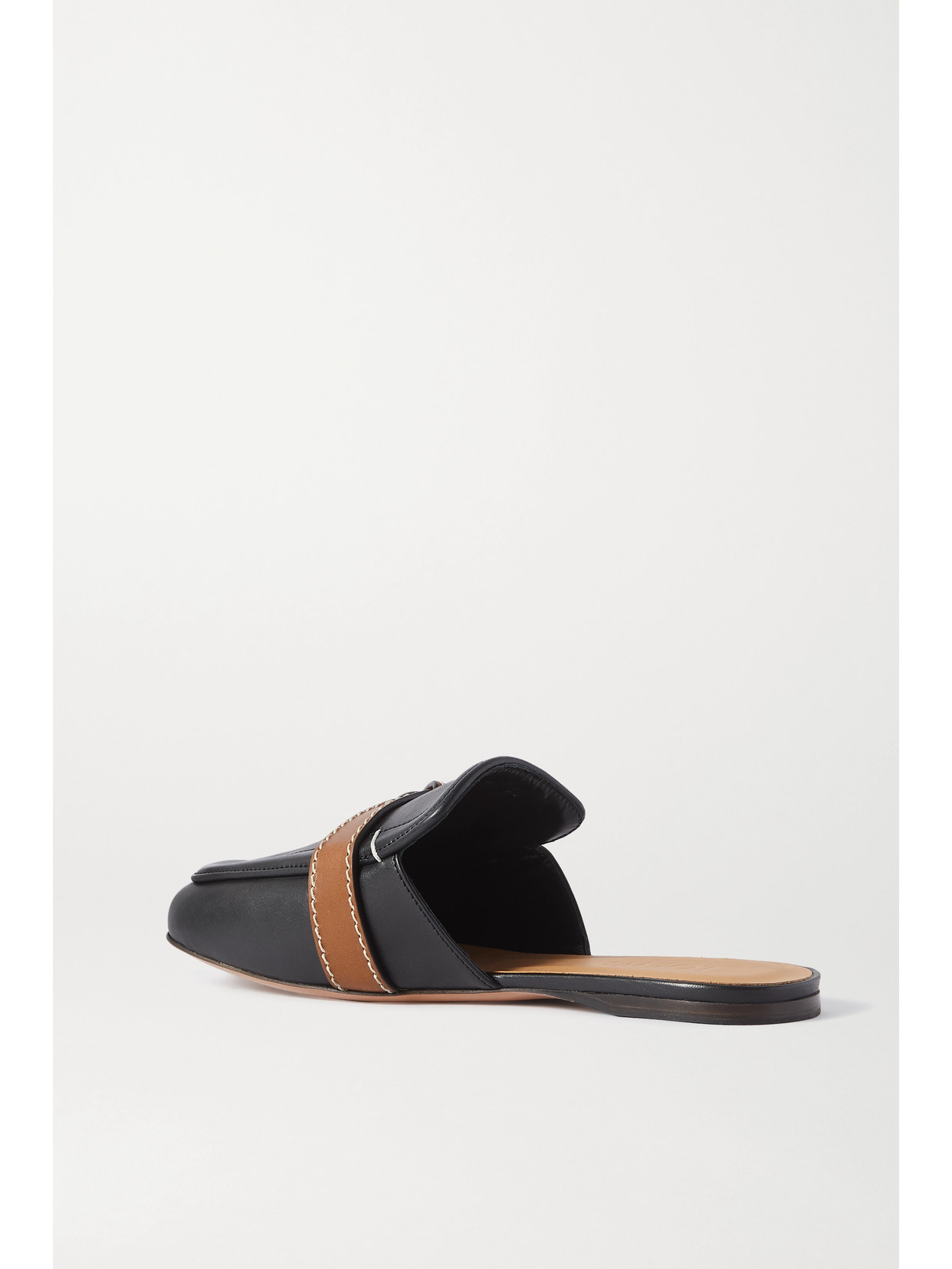 Loewe Gate Topstitched Two-tone Leather Loafers In Black