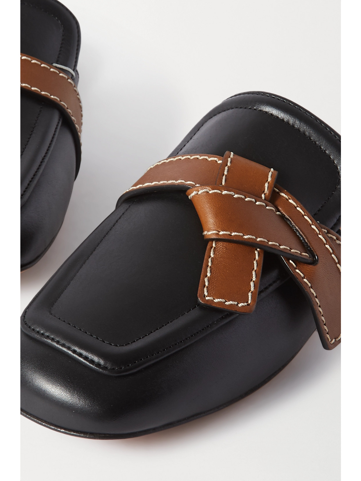 LOEWE GATE TOPSTITCHED TWO-TONE LEATHER LOAFERS