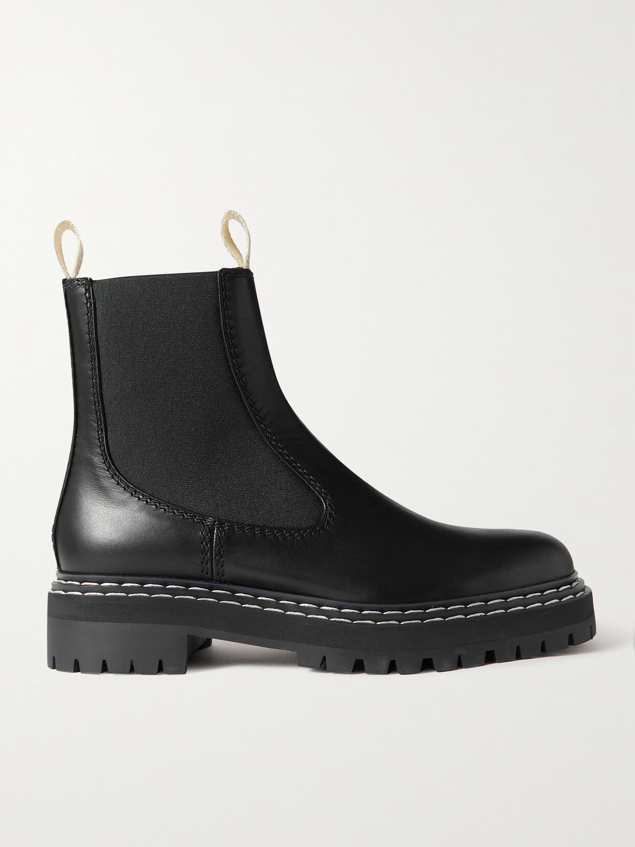 Shop Proenza Schouler Topstitched Leather Chelsea Boots In Black