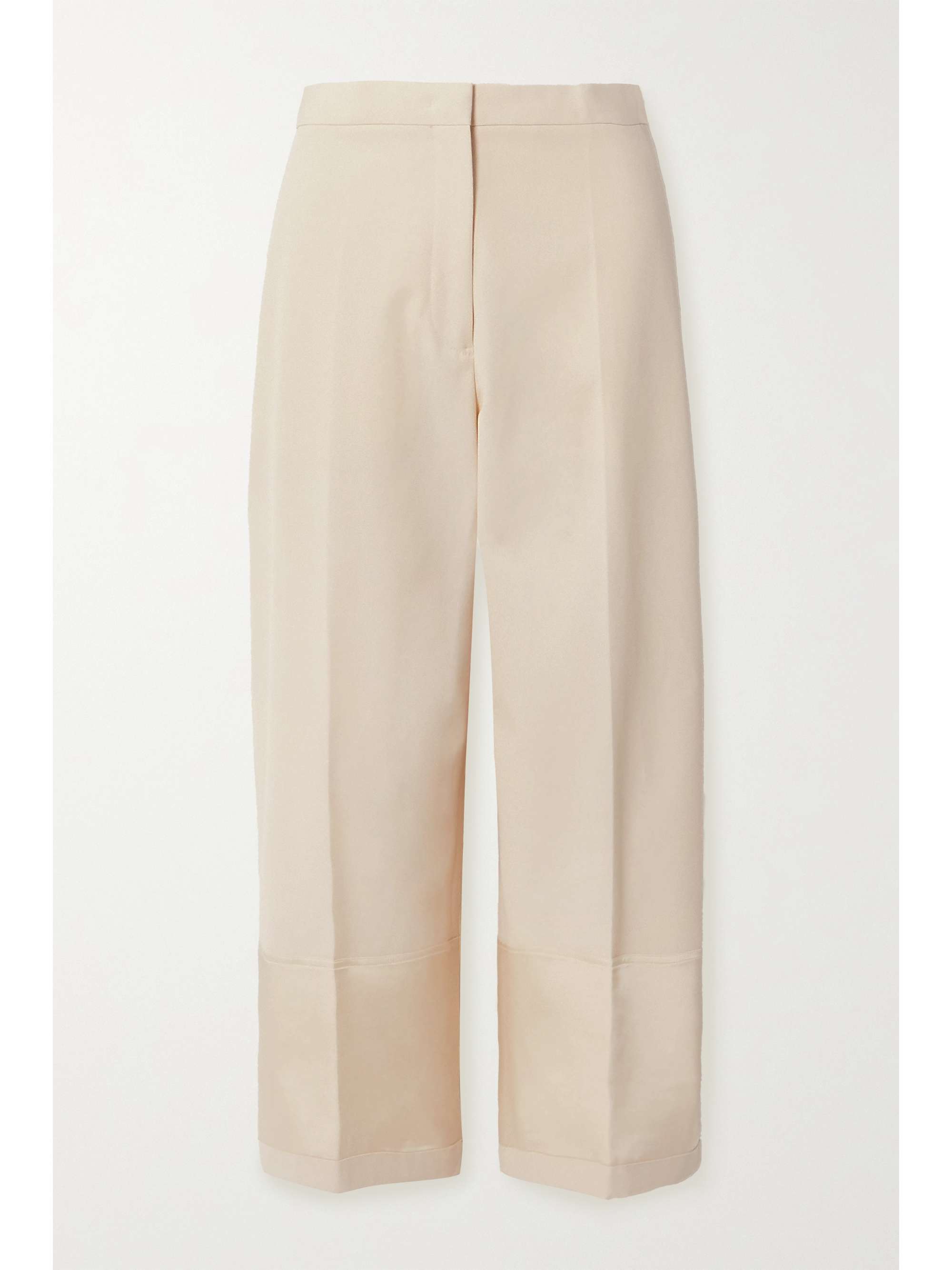 Satin-trimmed cotton-canvas wide-leg pants