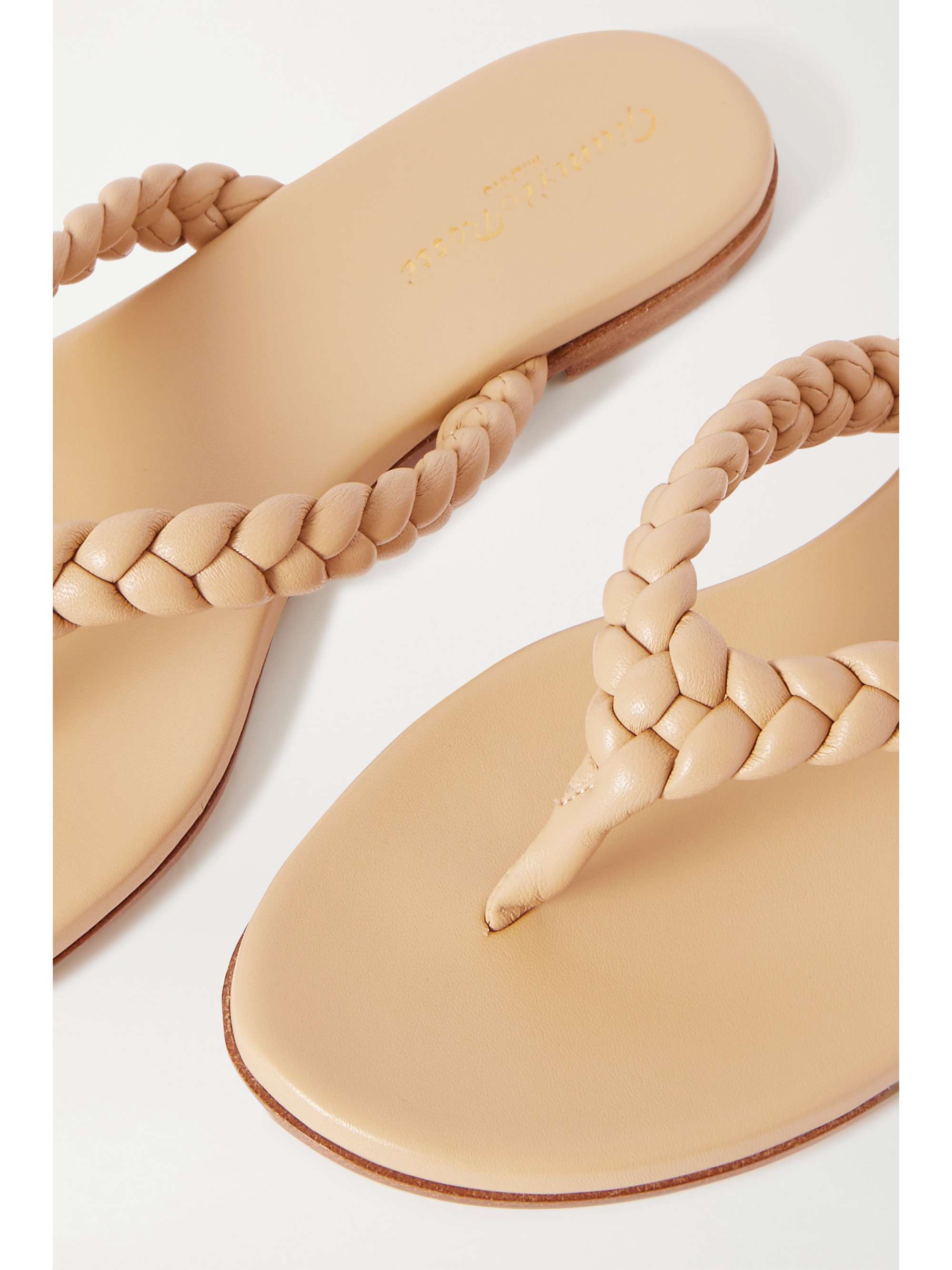 GIANVITO ROSSI Braided leather flip flops