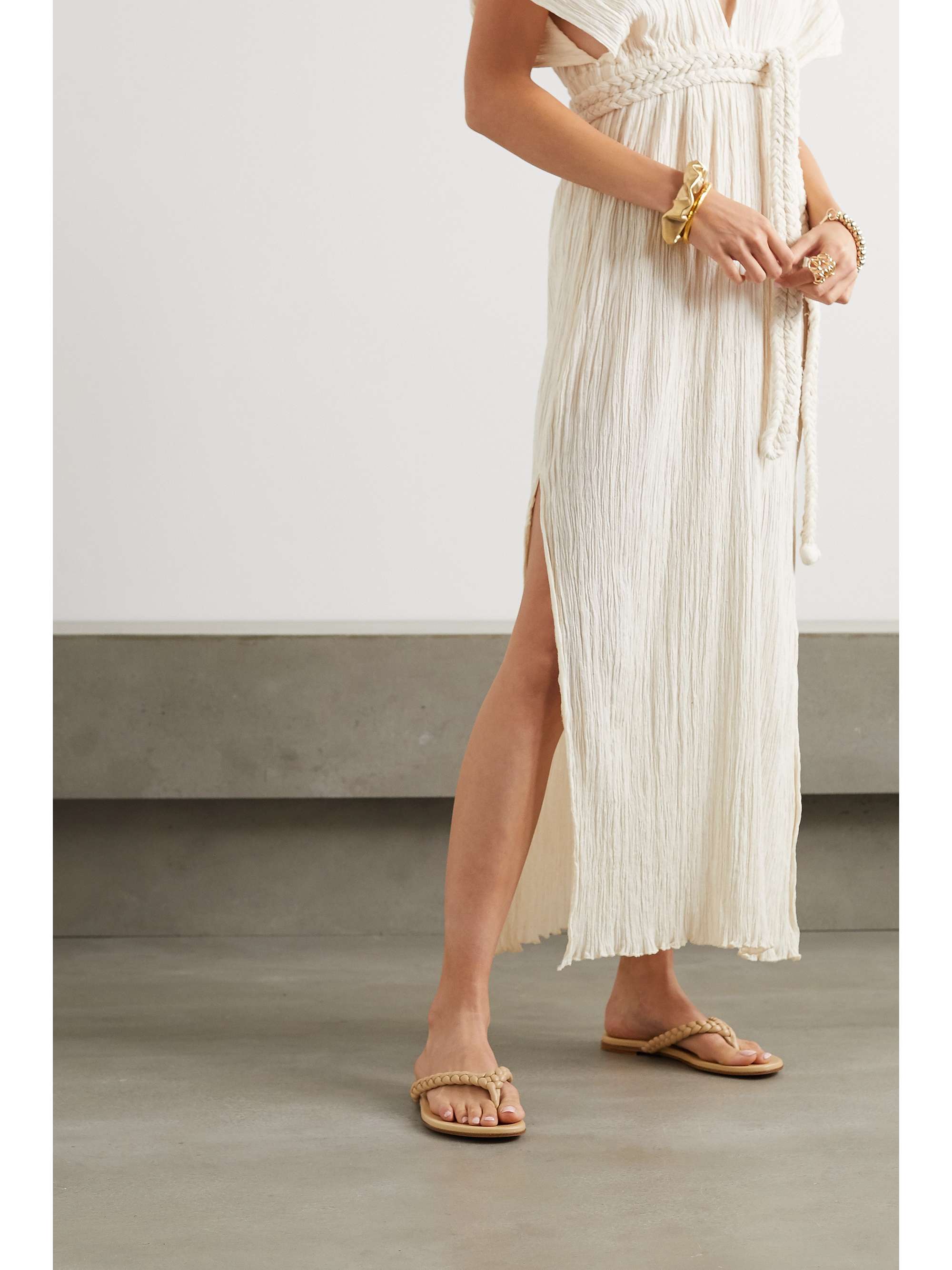 GIANVITO ROSSI Braided leather flip flops