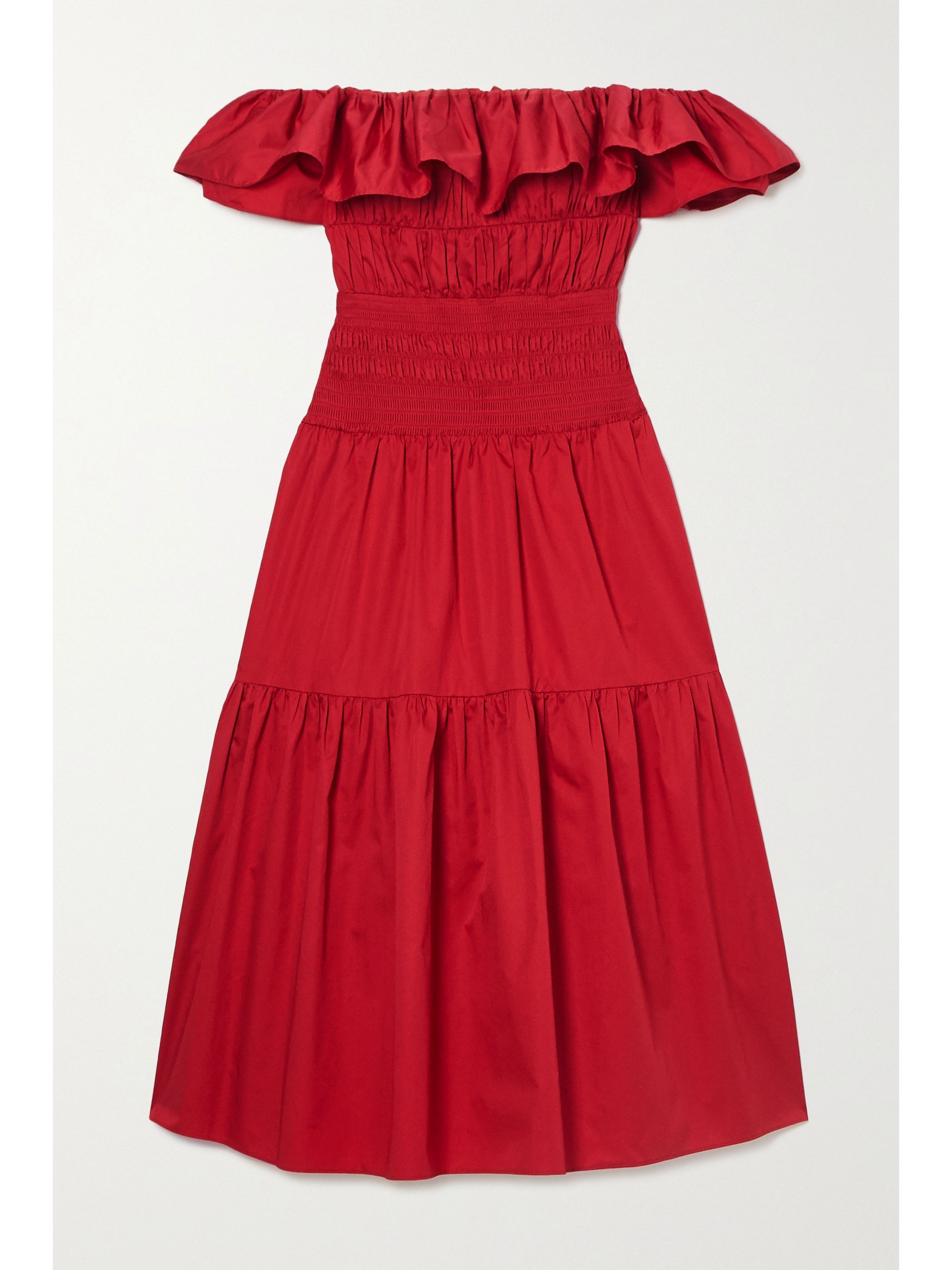 shirred ruffle dress
