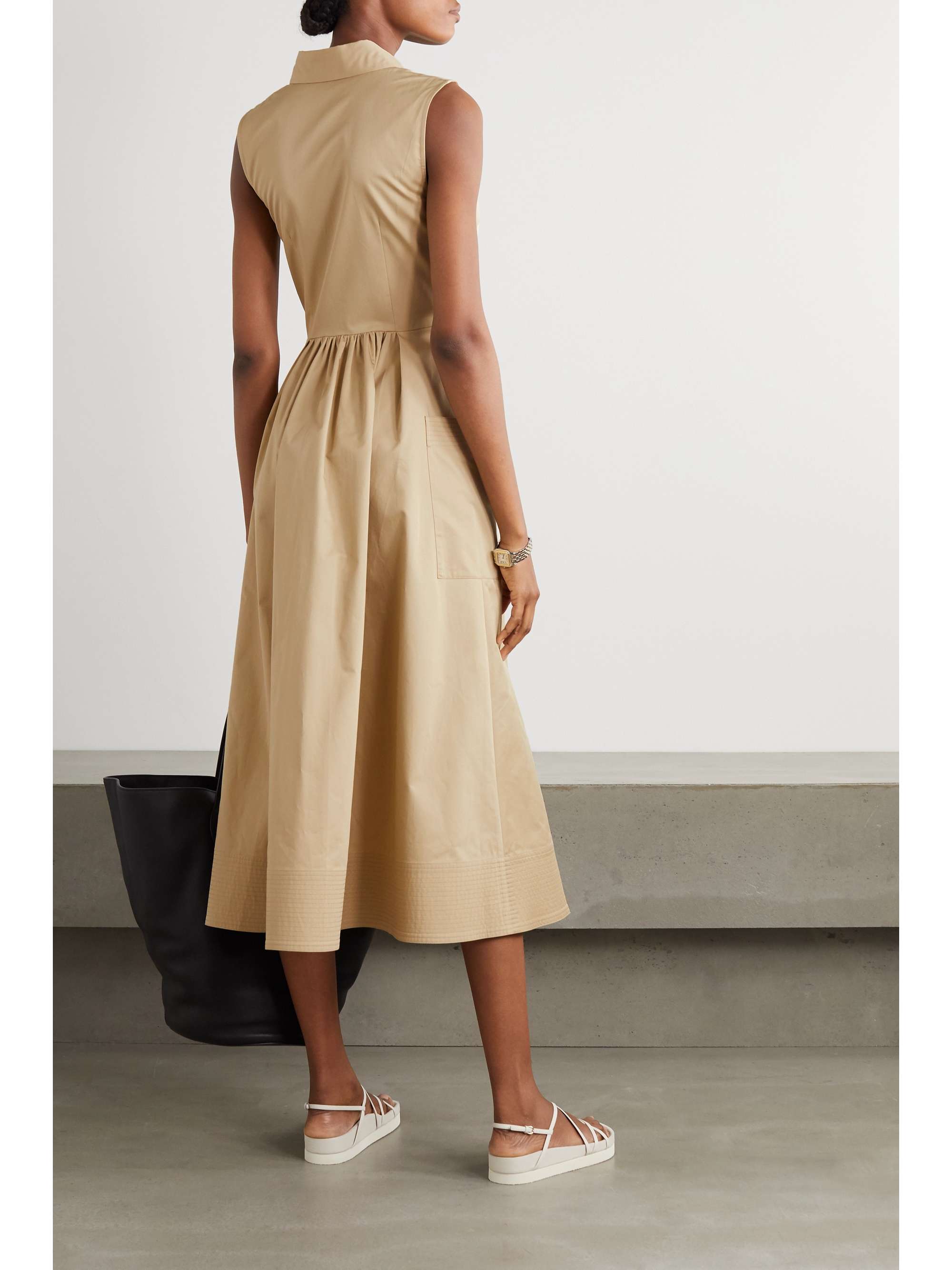 Orange Cotton Poplin Button-Down Midi Shirt Dress main image 1