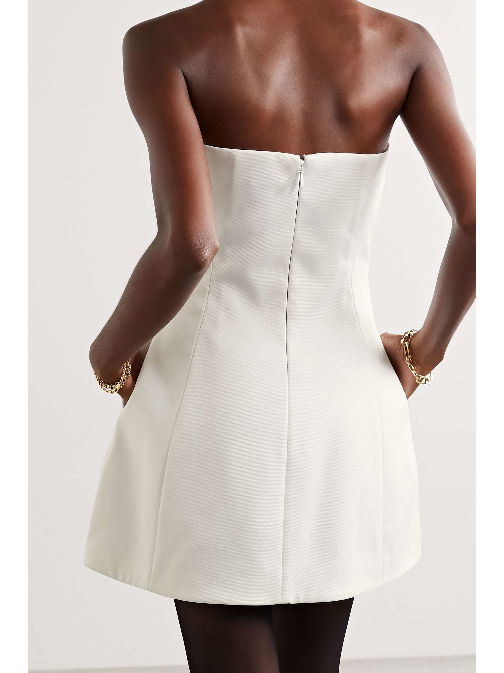 White Ginger strapless faille mini ...