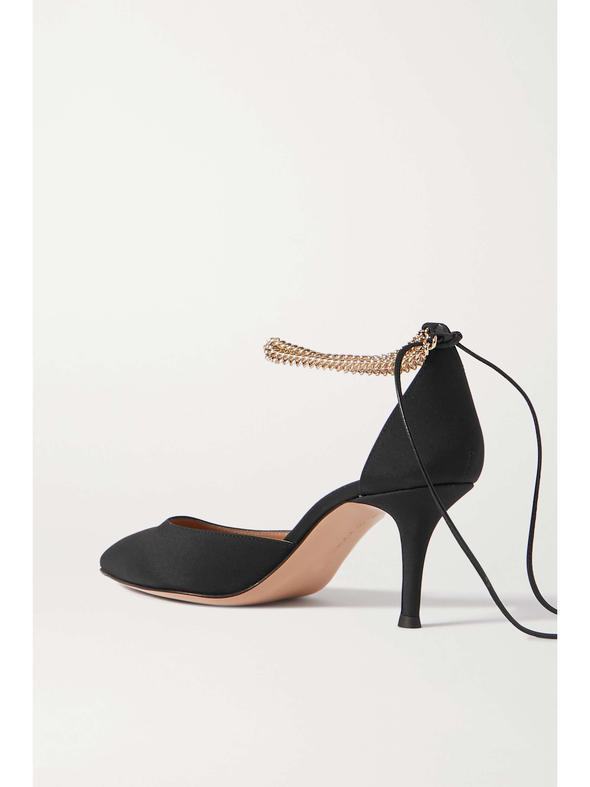 GIANVITO ROSSI 70 chain and leather-trimmed satin pumps