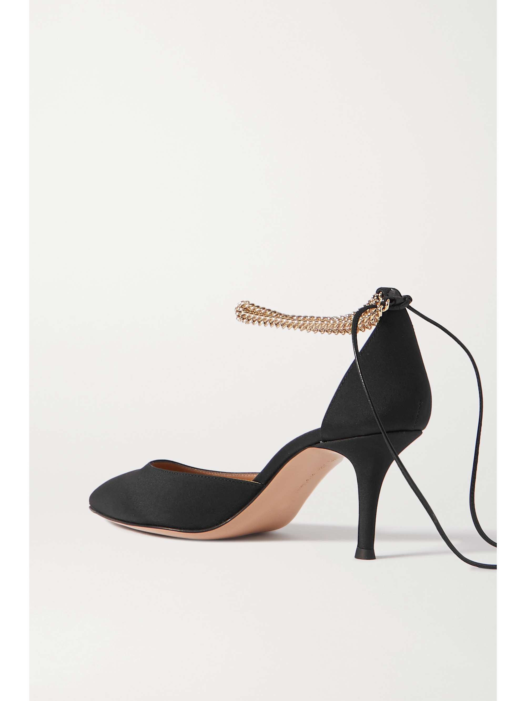 GIANVITO ROSSI 70 chain and leather-trimmed satin pumps | NET-A-PORTER