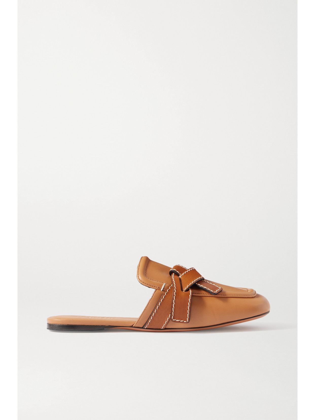 LOEWE GATE TWO-TONE TOPSTITCHED LEATHER SLIPPERS