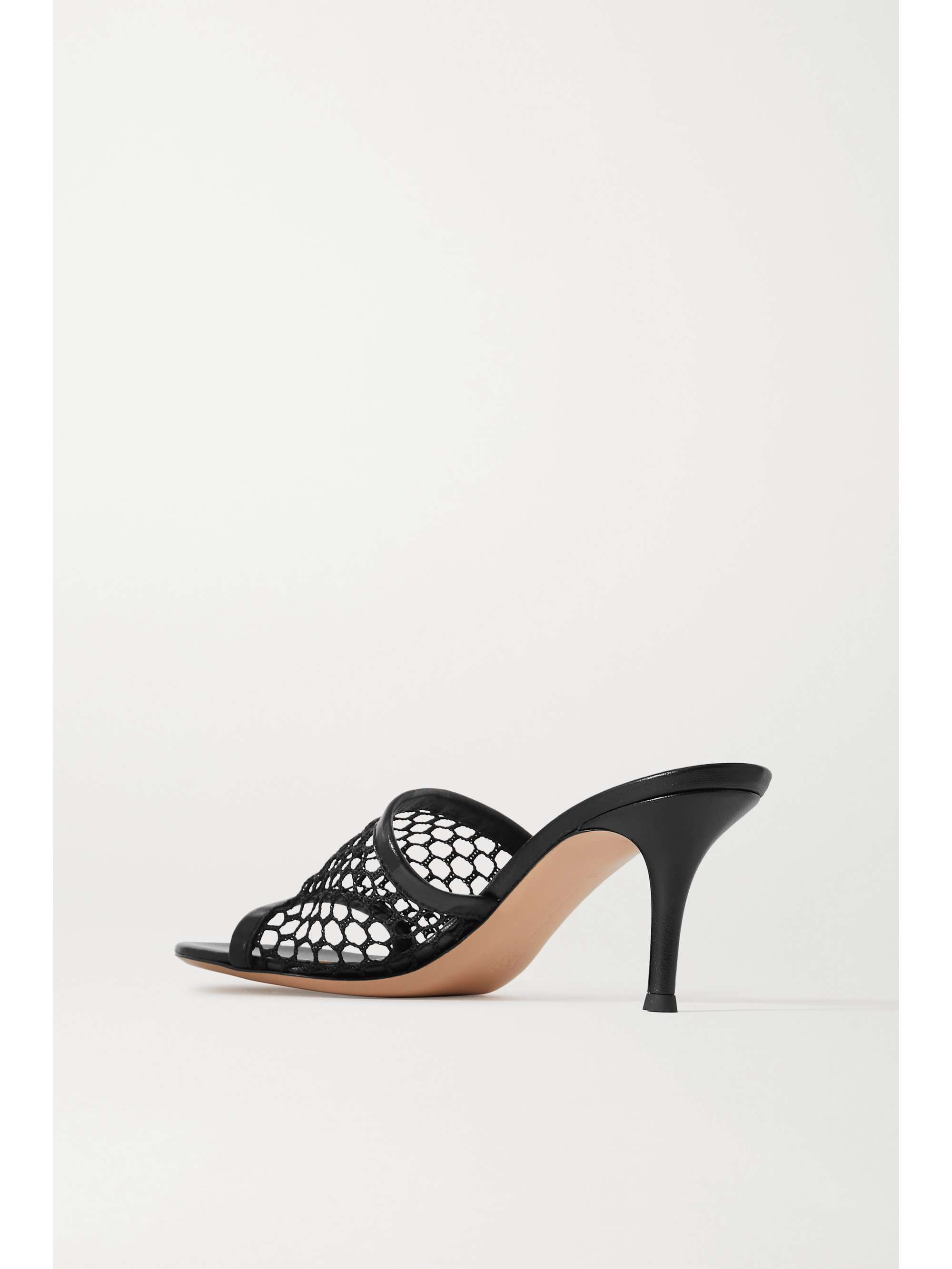 GIANVITO ROSSI 70 leather-trimmed fishnet mules