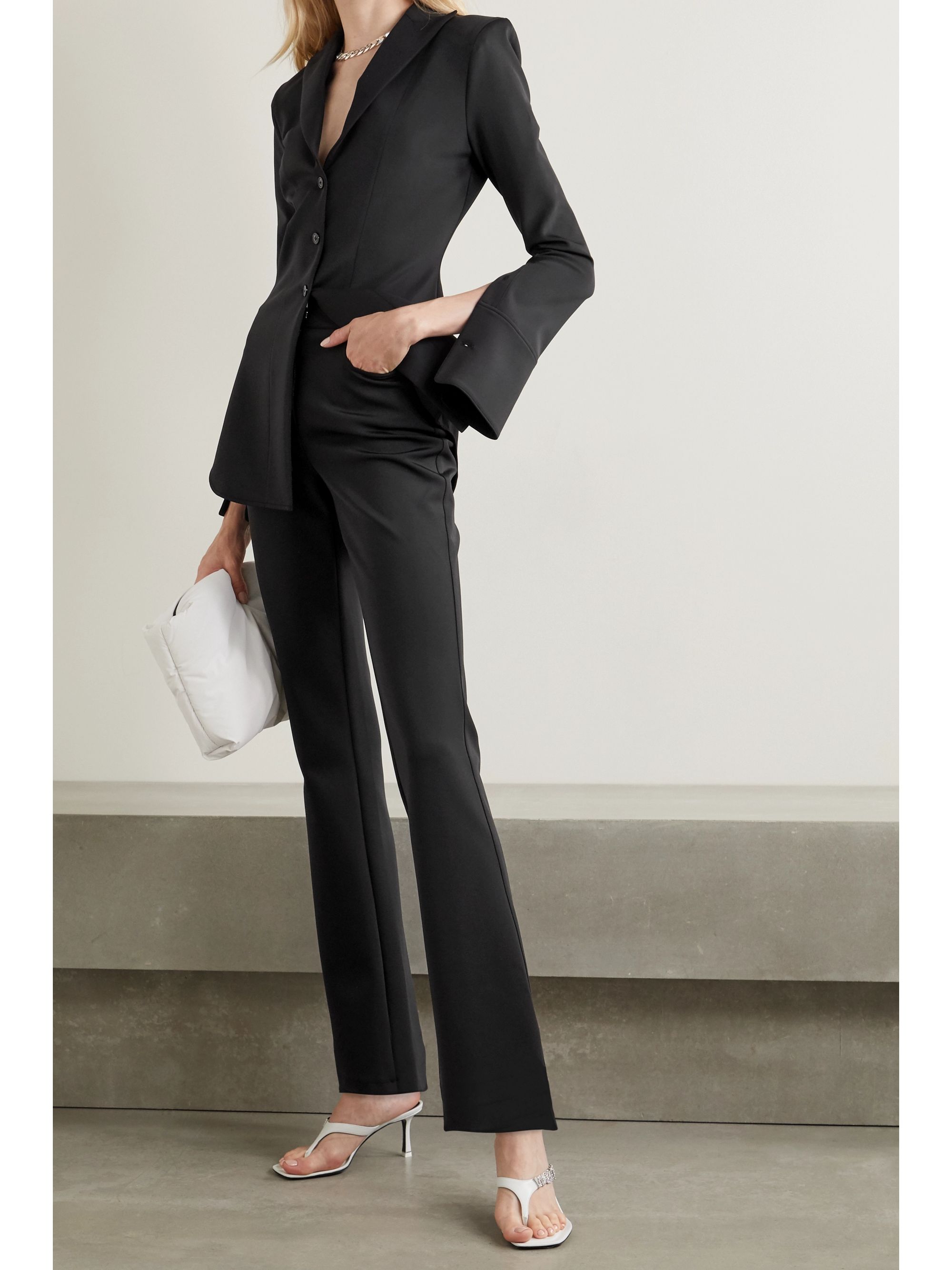 black flared suit trousers